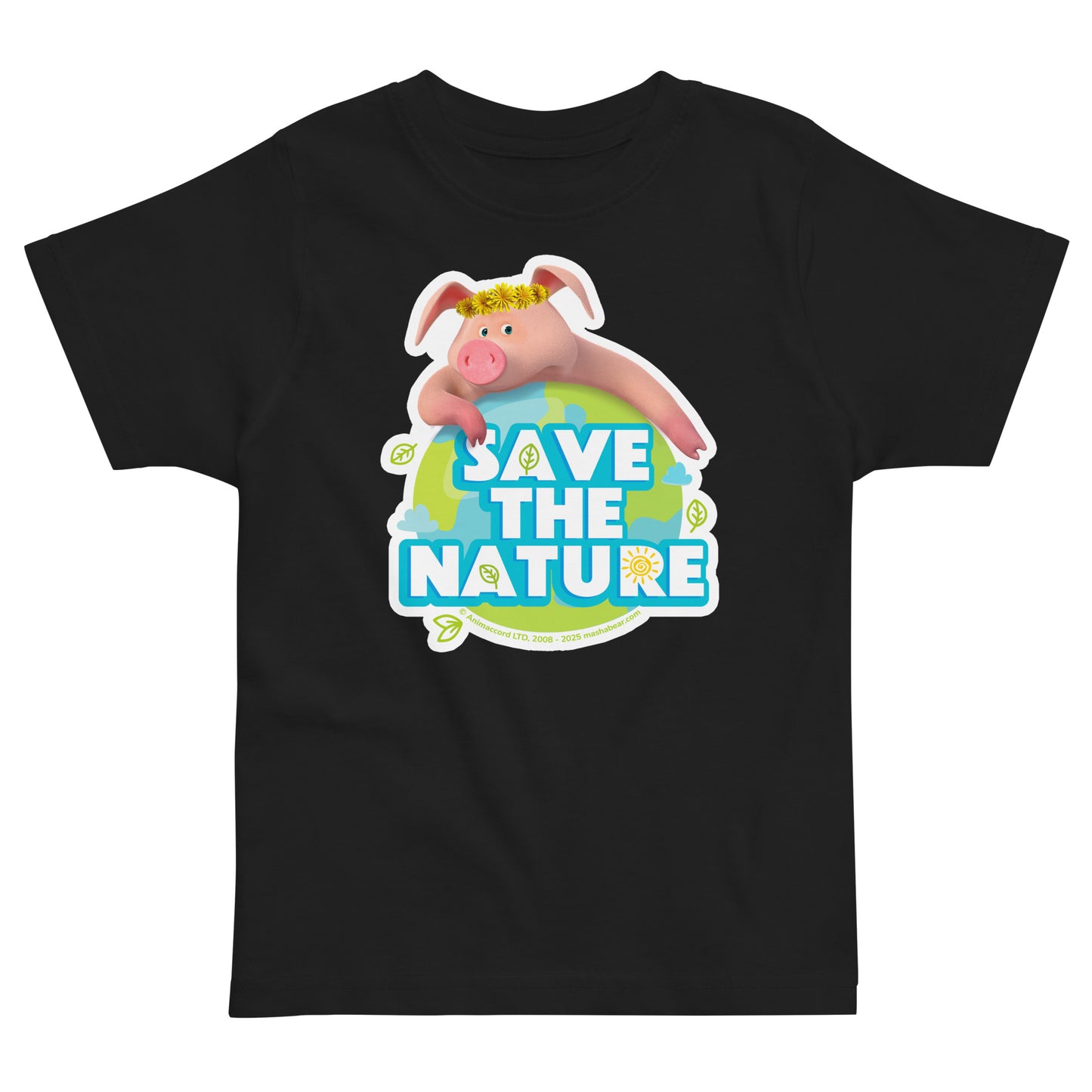 Masha and the Bear Friends Go Green! Toddler jersey t-shirt Black T-SHIRT