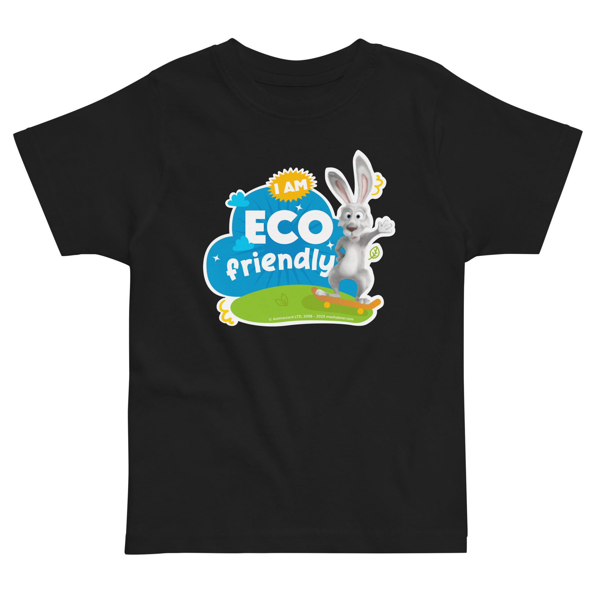 Masha and the Bear Friends Go Green! Toddler jersey t-shirt Black T-SHIRT