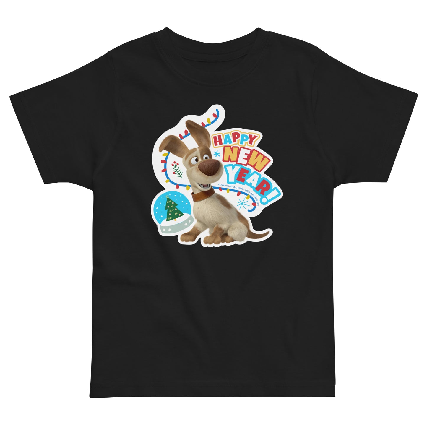 Masha and the Bear Friends Christmas Toddler jersey t-shirt Black T-SHIRT