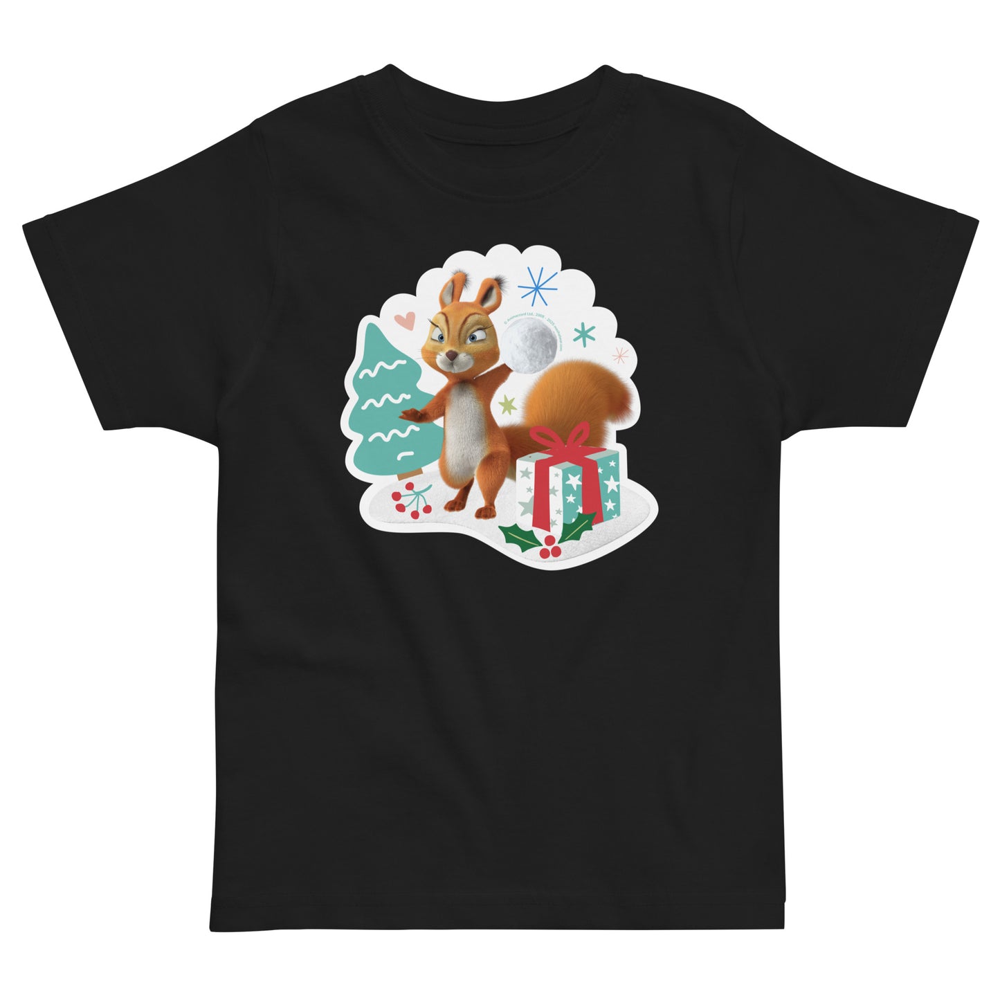 Masha and the Bear Friends Christmas Toddler jersey t-shirt Black T-SHIRT