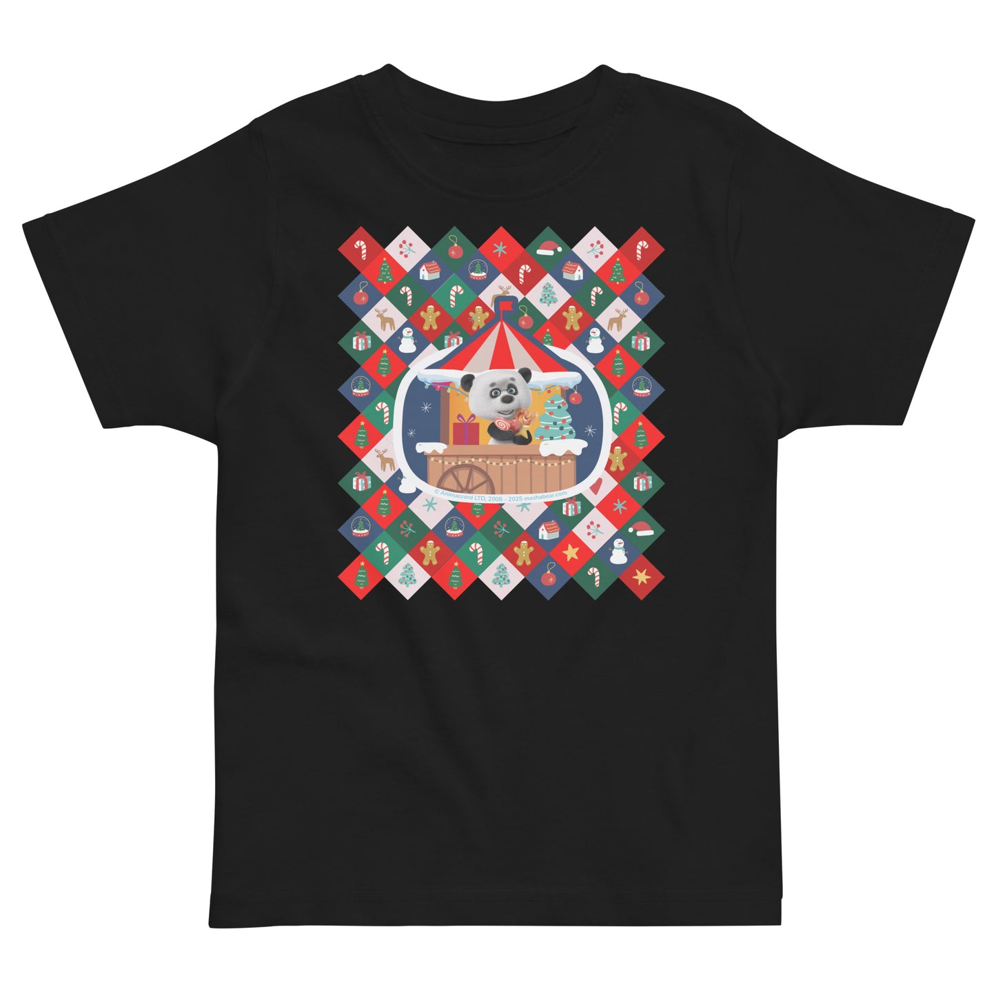 Masha and the Bear Friends Christmas Toddler Jersey T-shirt Black T-SHIRT