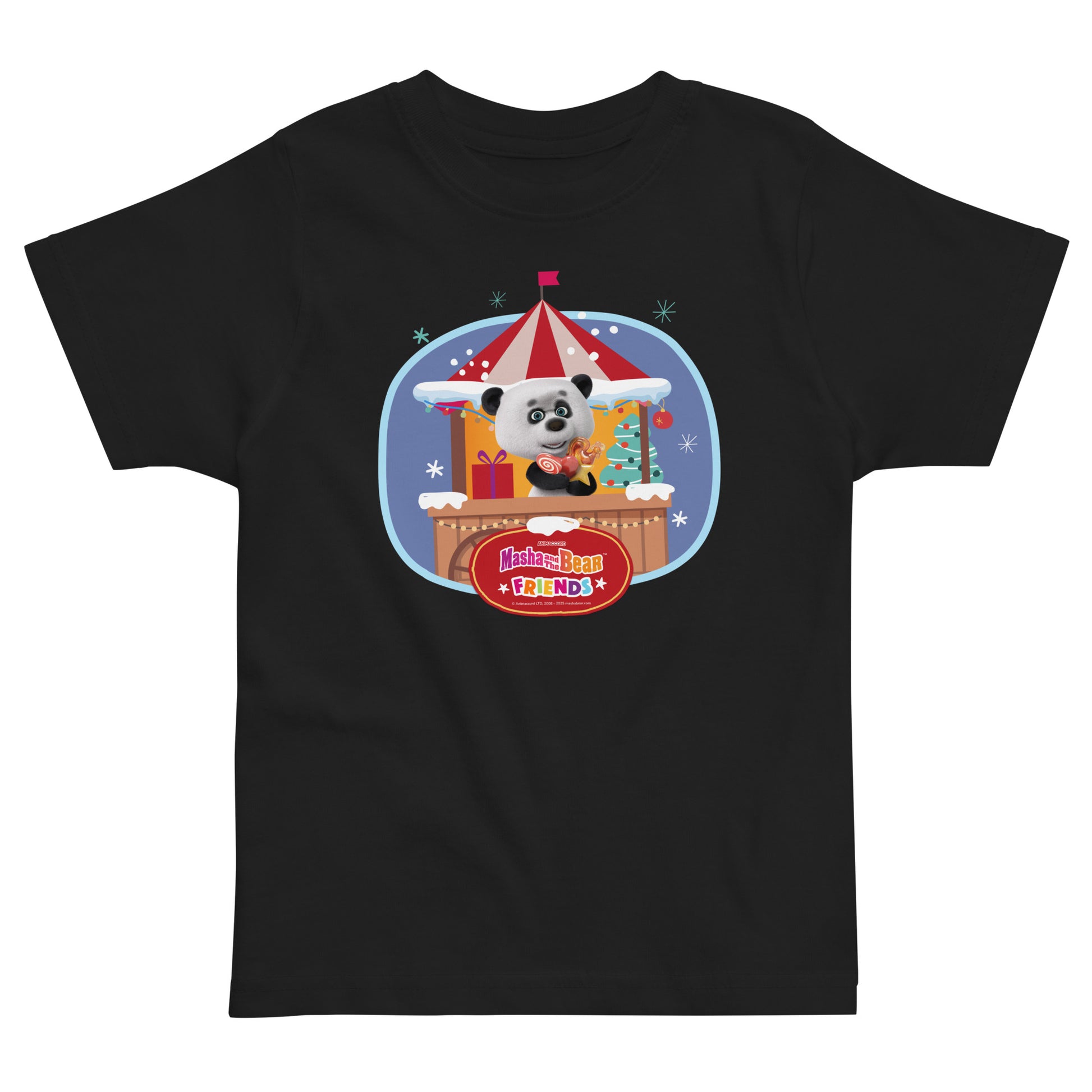 Masha and the Bear Friends Christmas Toddler Jersey T-shirt Black T-SHIRT