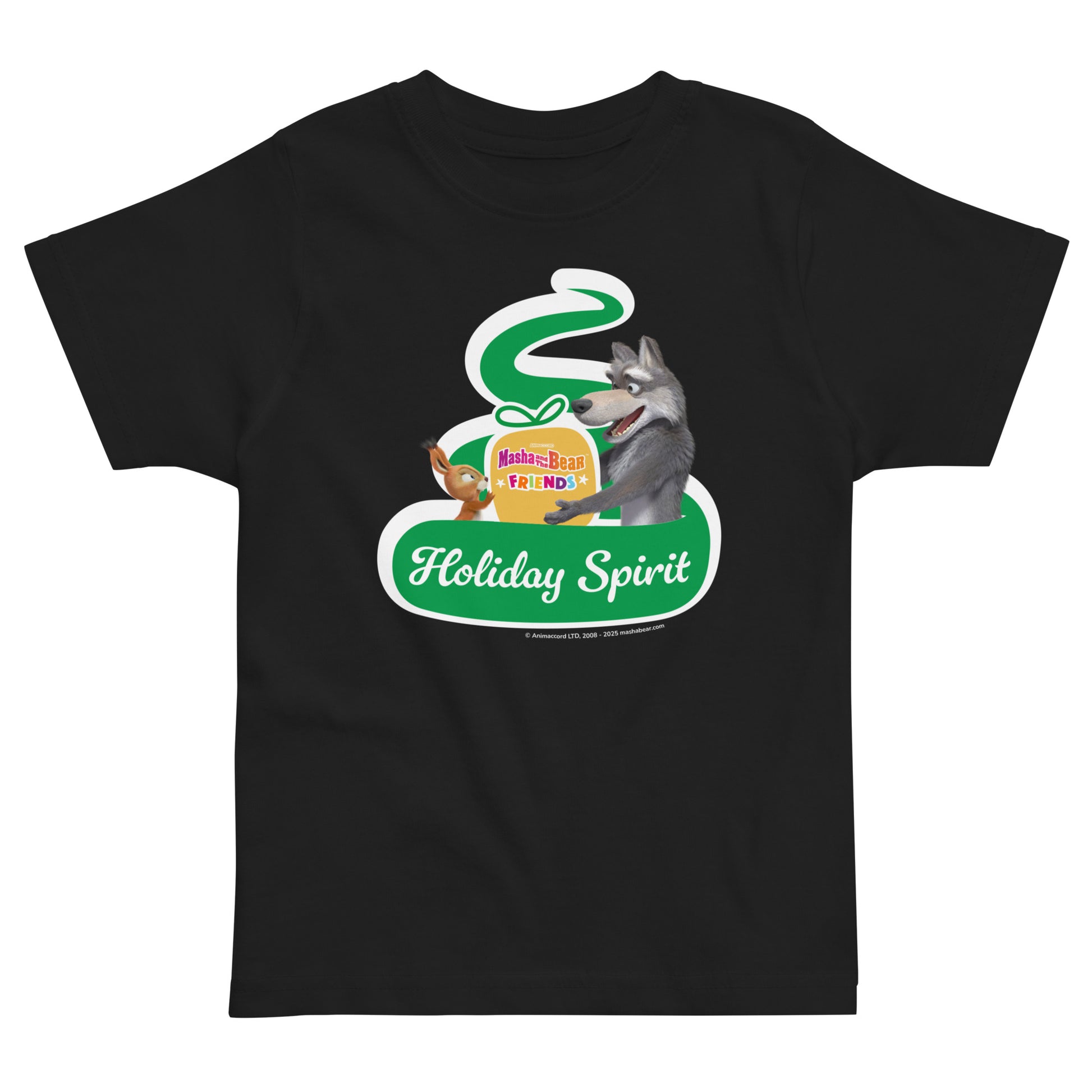 Masha and the Bear Friends Christmas Toddler Jersey T-shirt Black T-SHIRT