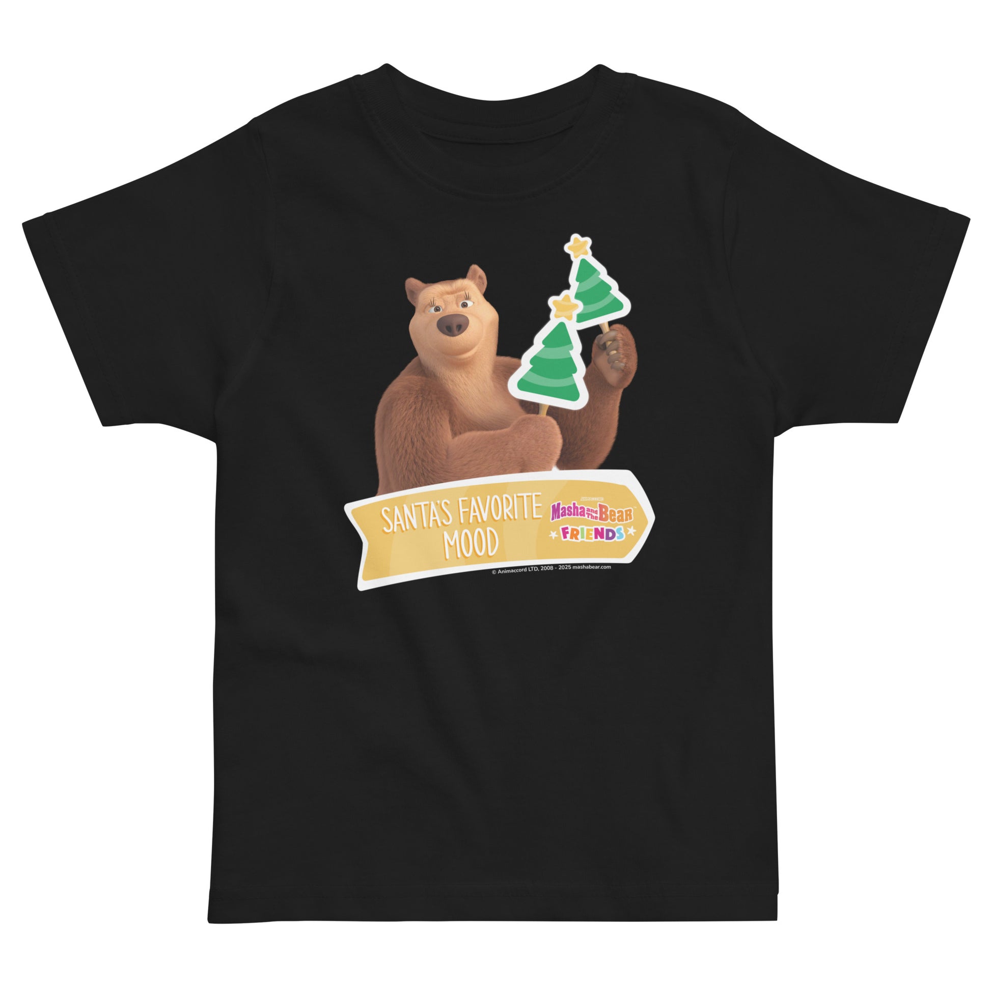 Masha and the Bear Friends Christmas Toddler Jersey T-shirt Black T-SHIRT