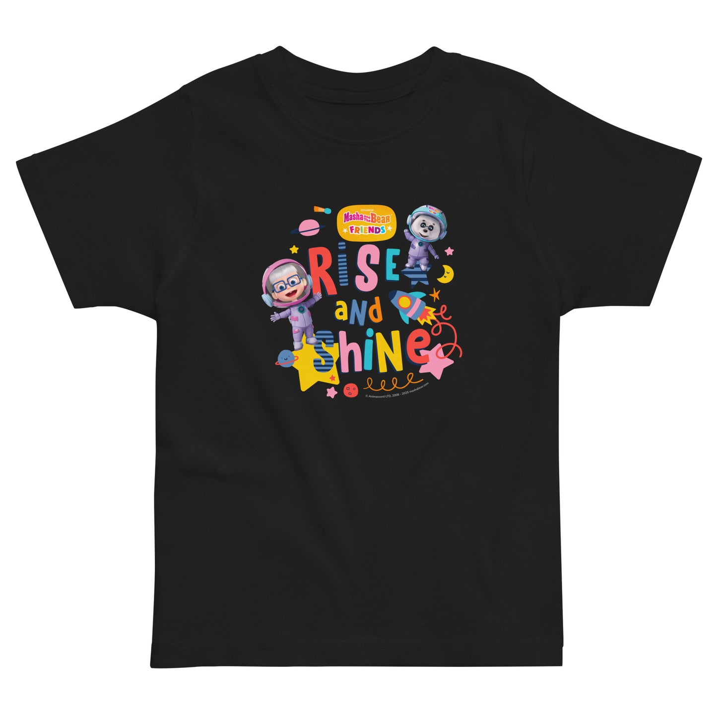 Masha and the Bear Friends Rise and Shine Toddler Jersey T-shirt Black T-SHIRT