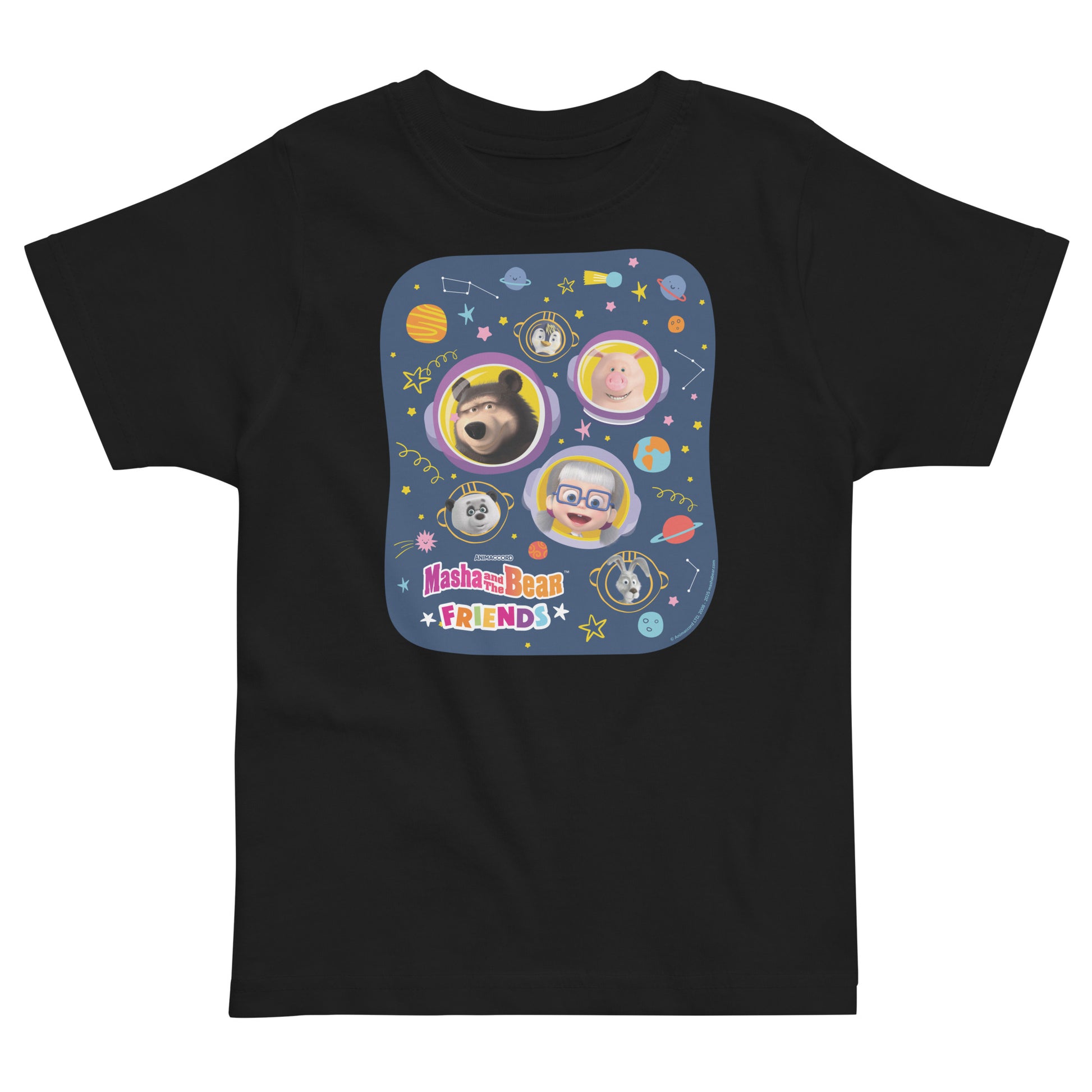 Masha and The Bear Friends Cosmic #3 Toddler Jersey T-shirt Black