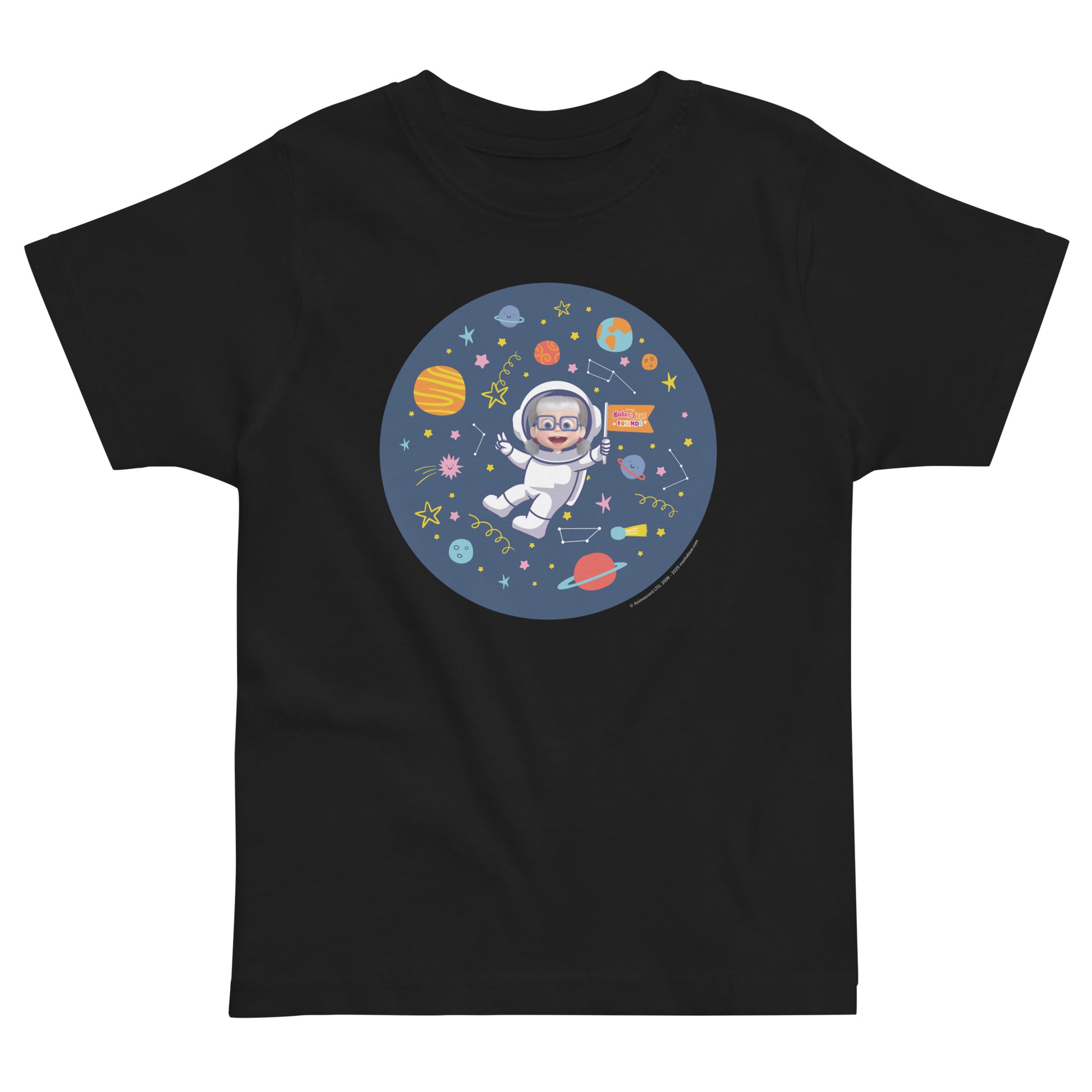 Masha and The Bear Friends Cosmic #2 Toddler Jersey T-shirt Black