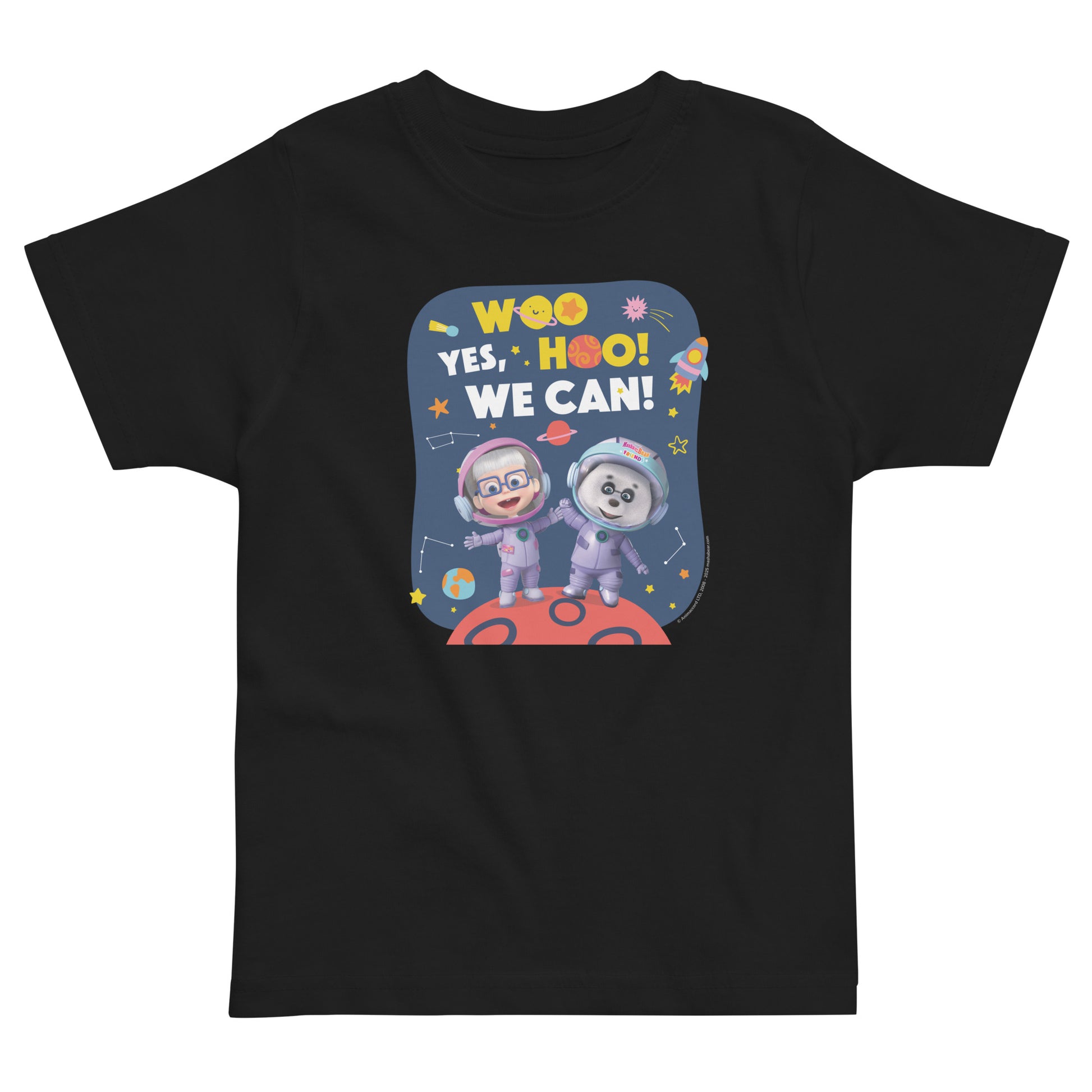 Masha and The Bear Friends Yes, We Can! #3 Toddler Jersey T-shirt Black