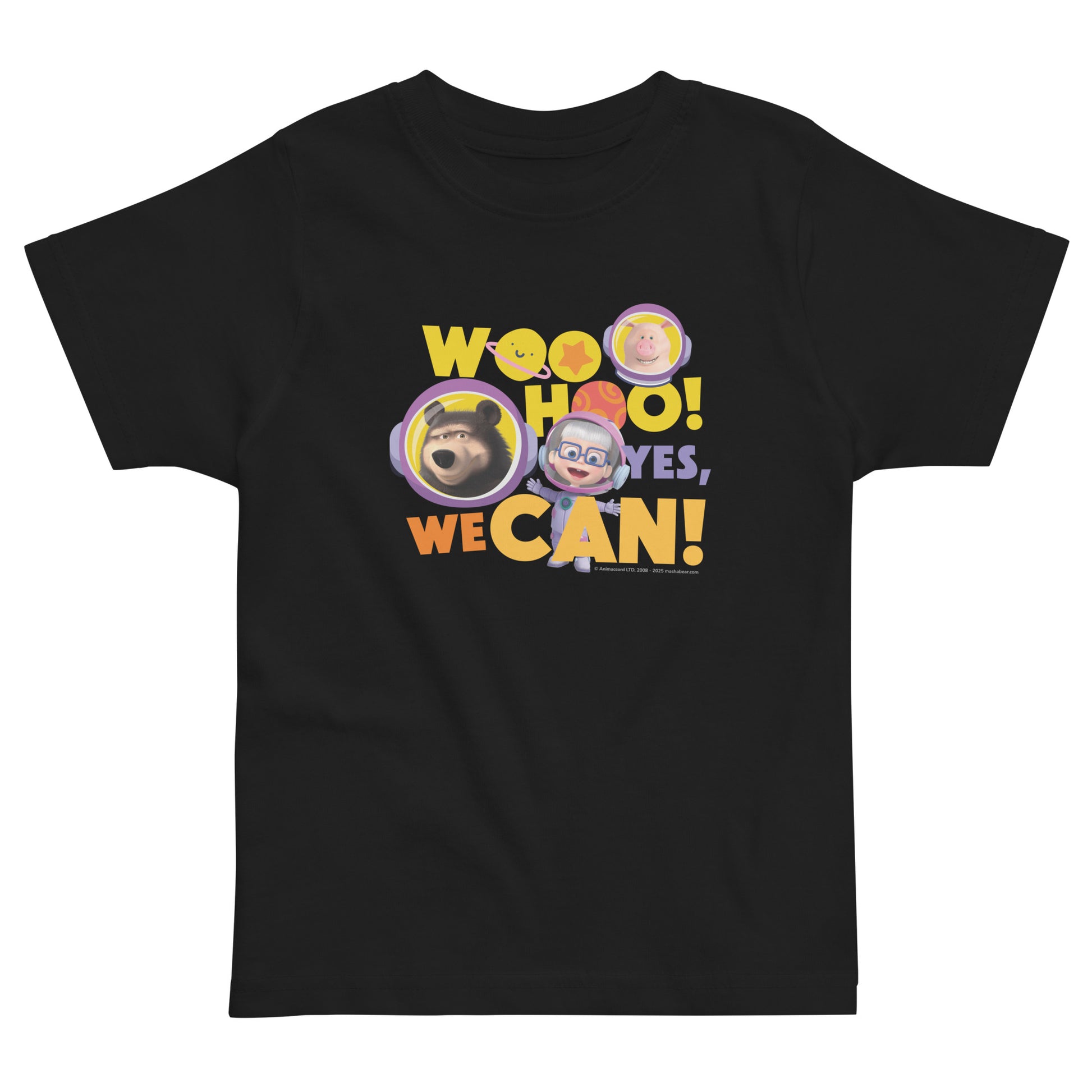 Masha and The Bear Friends Yes, We Can! Toddler Jersey T-shirt Black T-SHIRT