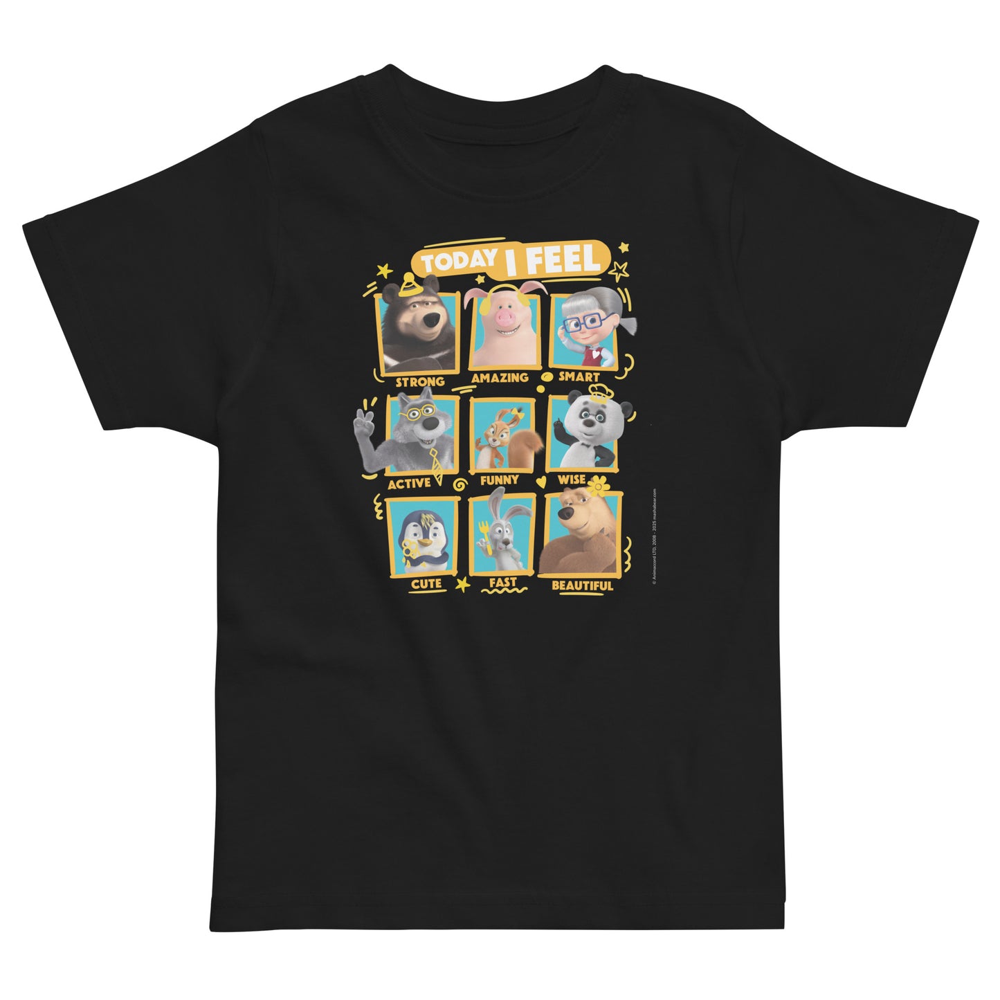 Masha and the Bear Friends Toddler Jersey Today I Feel T-shirt Black