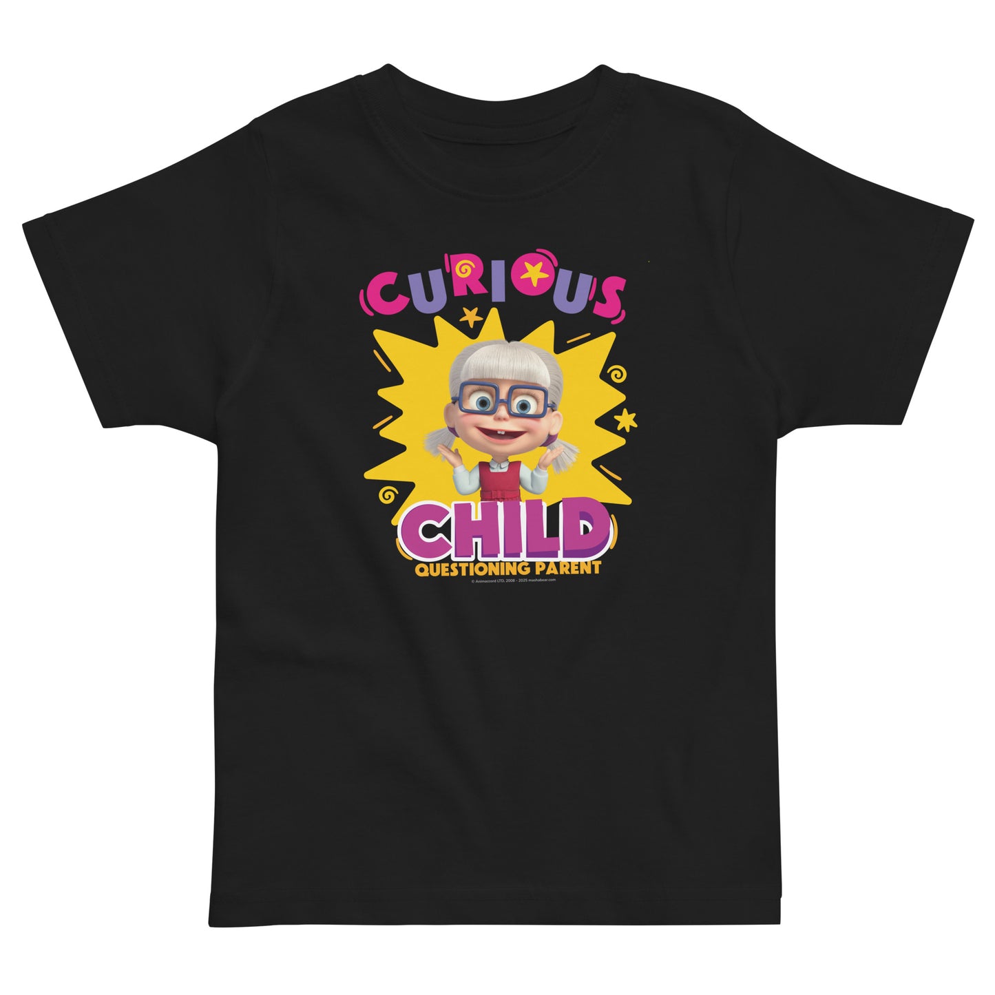 Masha and the Bear Friends Toddler Jersey Curious Child T-shirt Black