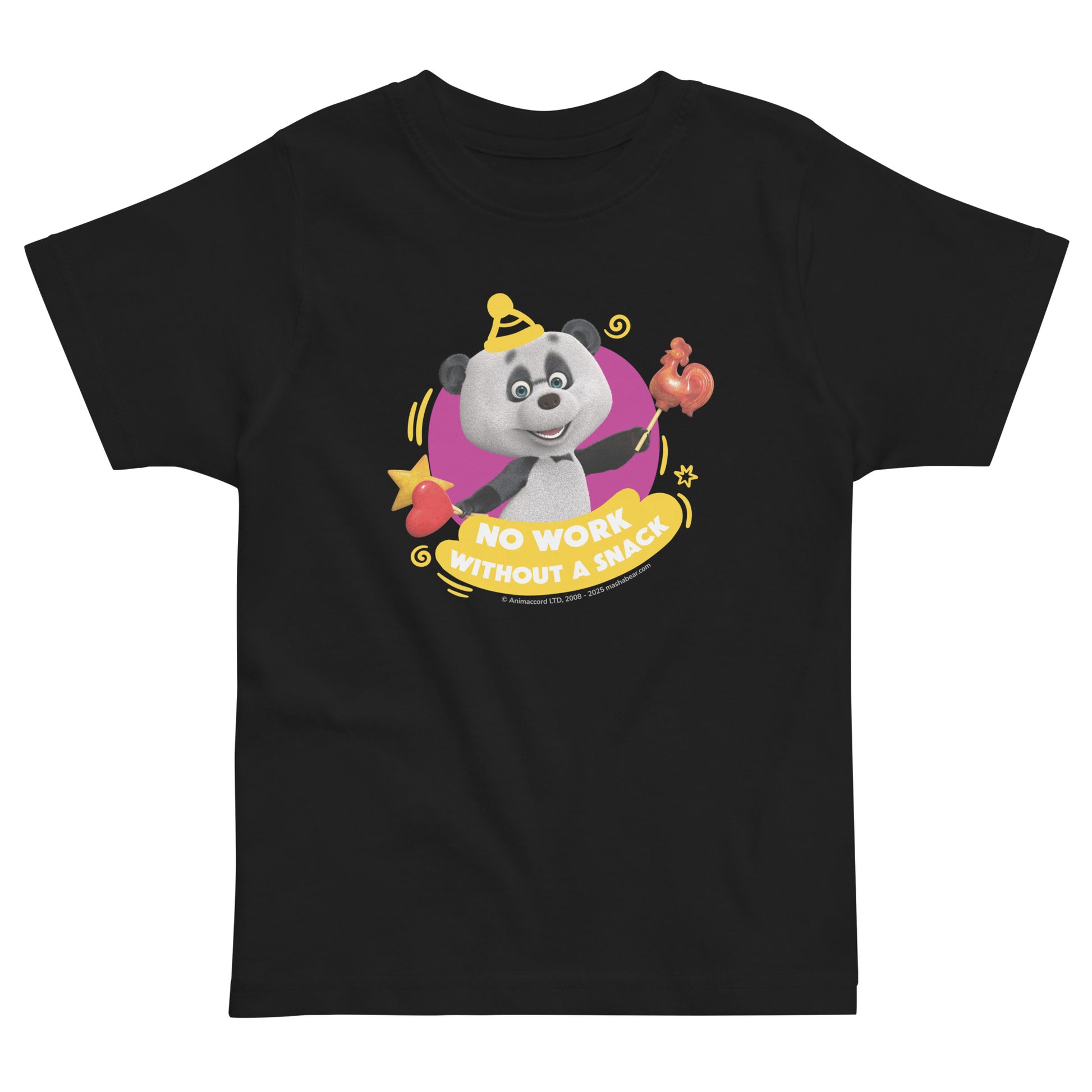 Masha and the Bear Friends Toddler Jersey No Snack No Work T-shirt Black