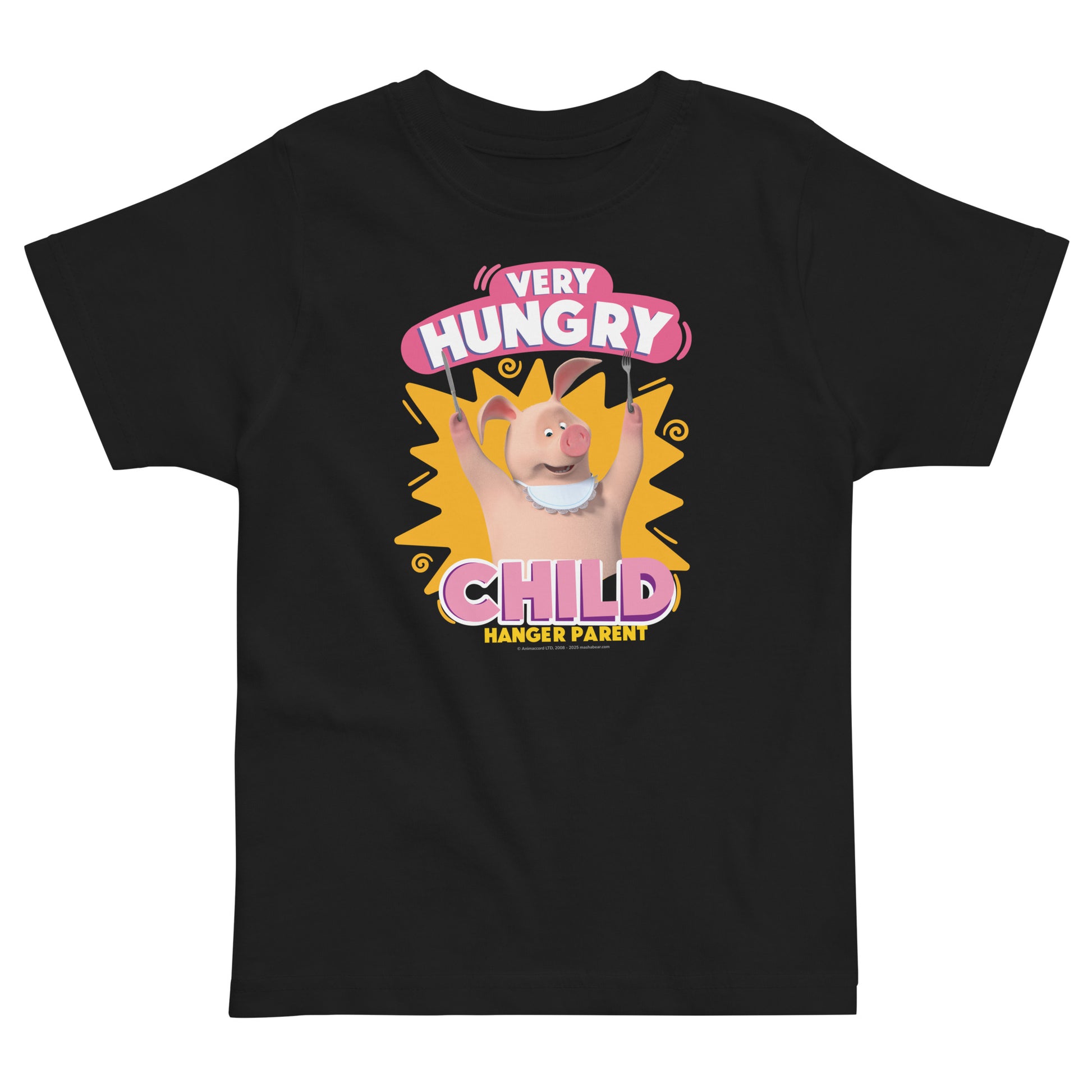 Masha and the Bear Friends Toddler Jersey Hungry Child T-shirt Black