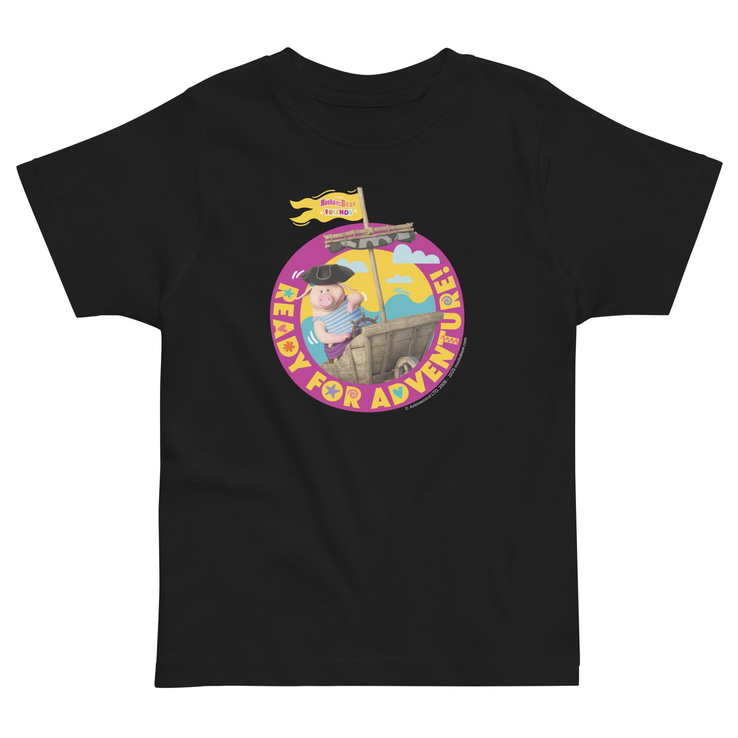 Masha and the Bear Friends Toddler Jersey Ready For Adventure #1 T-shirt Black