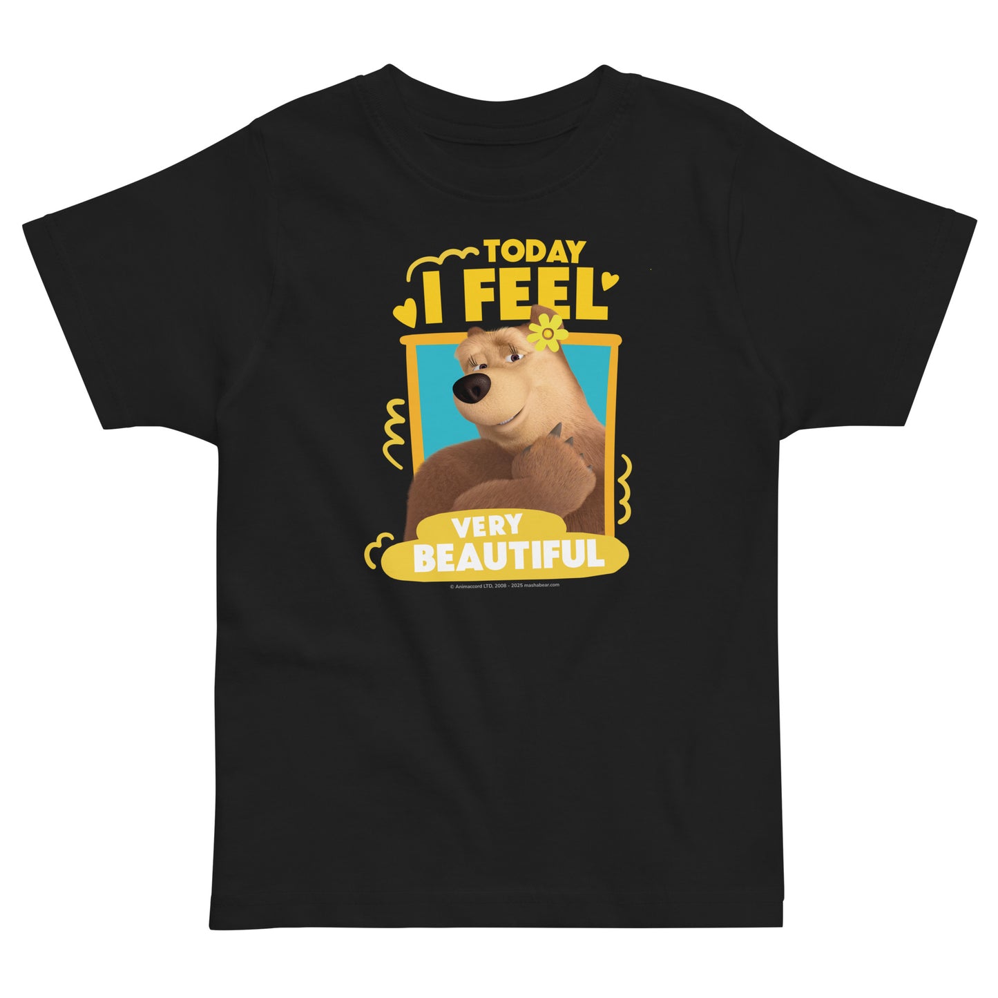 Masha and the Bear Friends Toddler Jersey Beautiful T-shirt Black