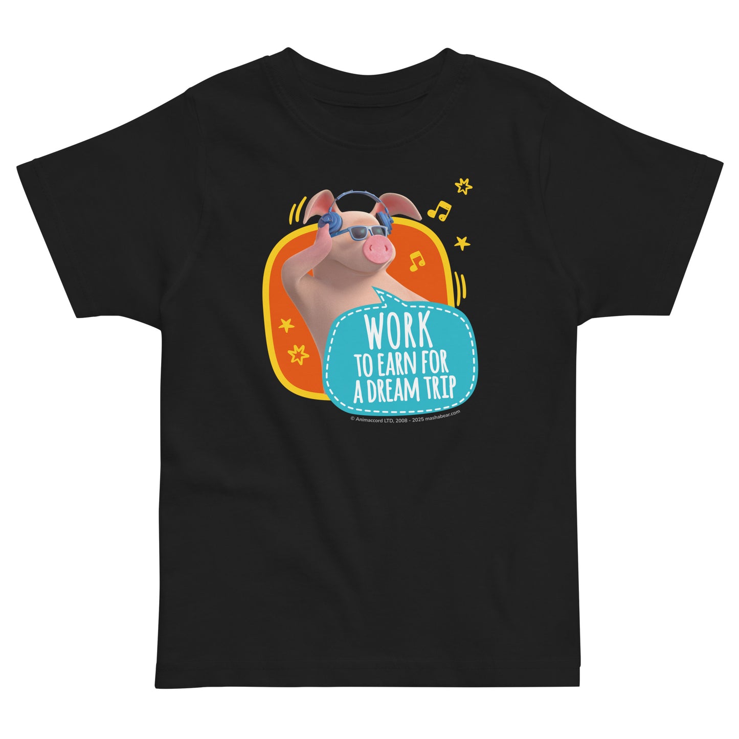 Masha and the Bear Friends Toddler Jersey Work To Earn T-shirt Black