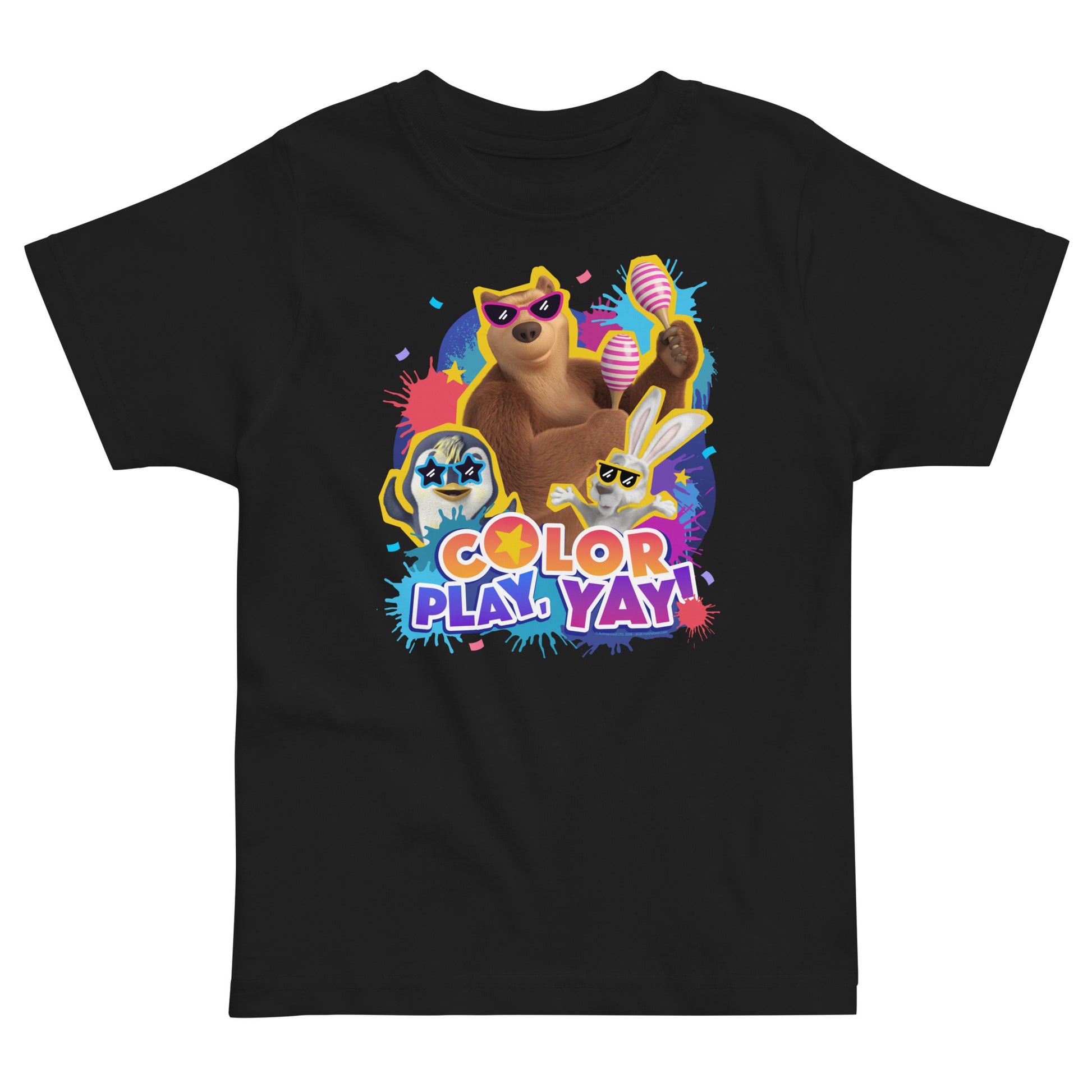 Masha and the Bear Friends Color Splash Toddler jersey t-shirt Black T-SHIRT