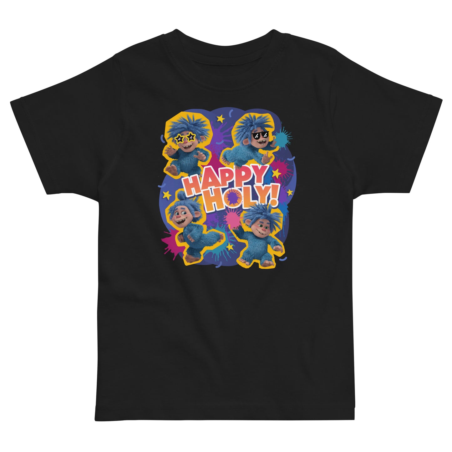 Masha and the Bear Friends Color Splash Toddler jersey t-shirt Black T-SHIRT