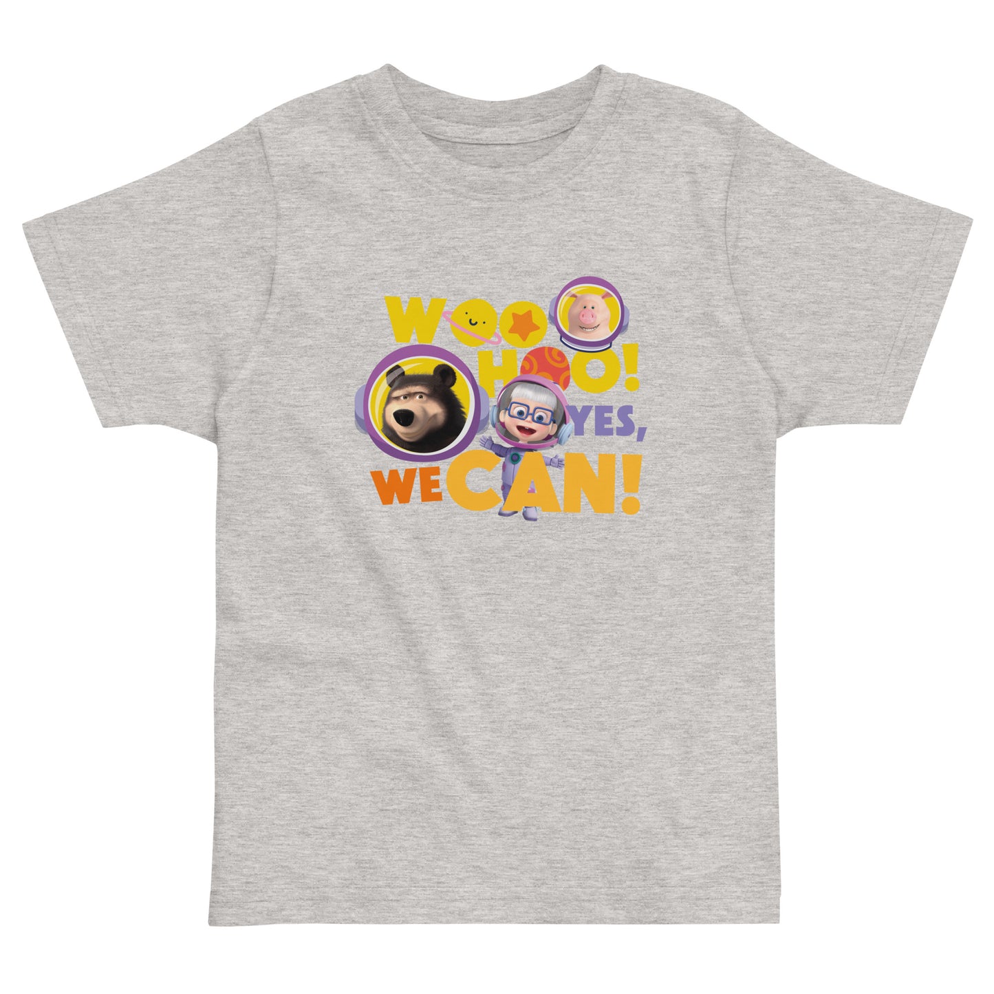 Masha and The Bear Friends Yes, We Can! Toddler Jersey T-shirt Heather T-SHIRT