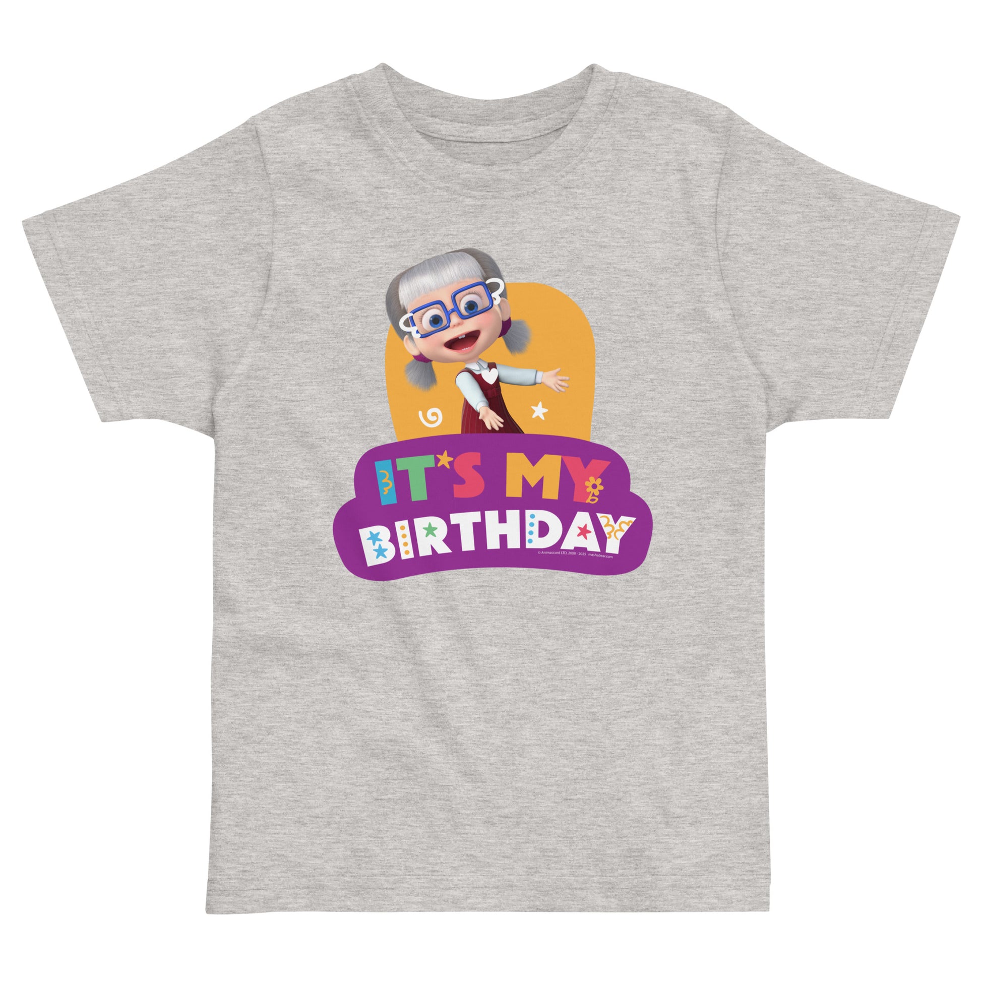 Masha and the Bear Friends Toddler Jersey Birthday #4 T-shirt Heather