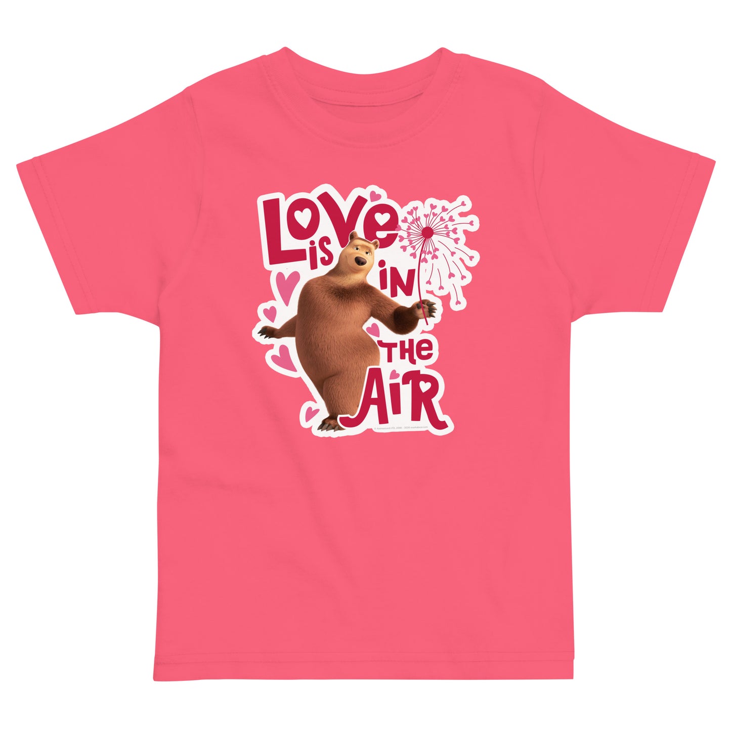 Masha and the Bear Friends Love Day Toddler jersey t-shirt Hot Pink T-SHIRT