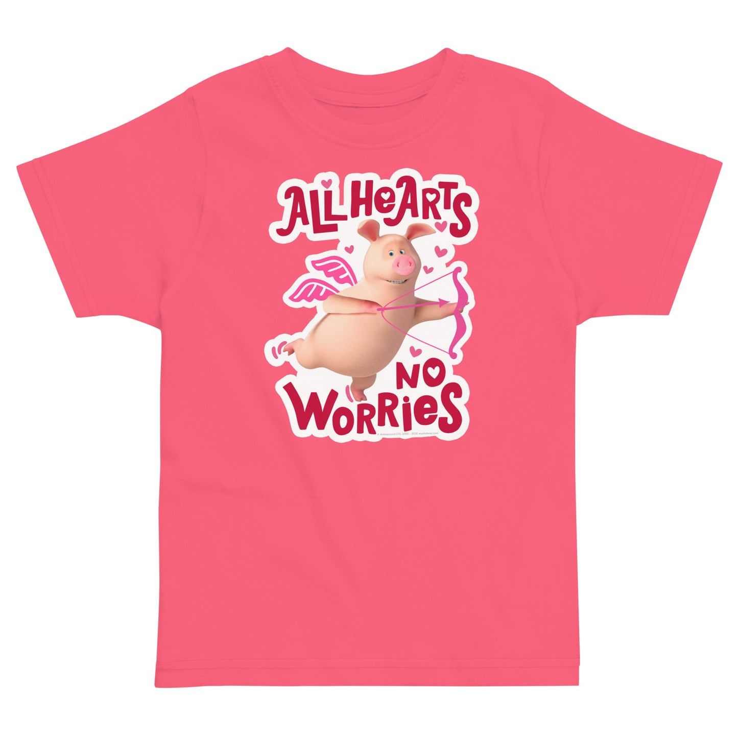 Masha and the Bear Friends Love Day Toddler jersey t-shirt Hot Pink T-SHIRT