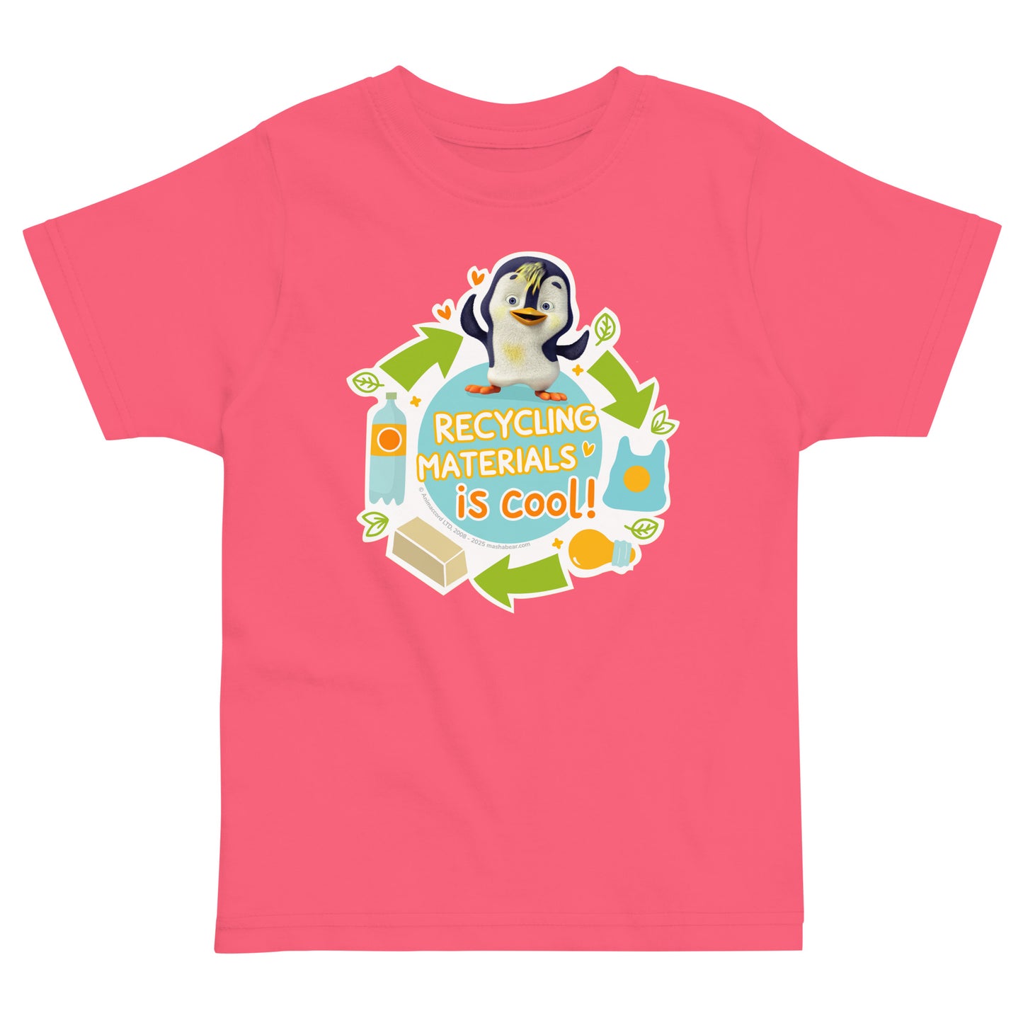 Masha and the Bear Friends Go Green! Toddler jersey t-shirt Hot Pink T-SHIRT