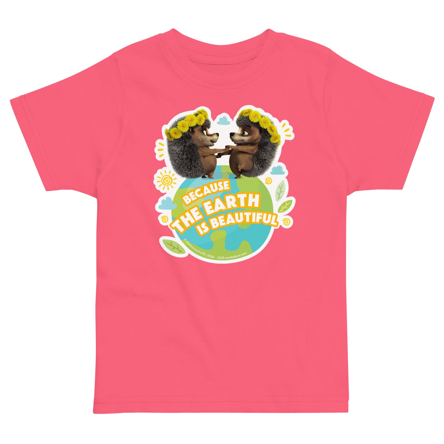 Masha and the Bear Friends Go Green! Toddler jersey t-shirt Hot Pink T-SHIRT