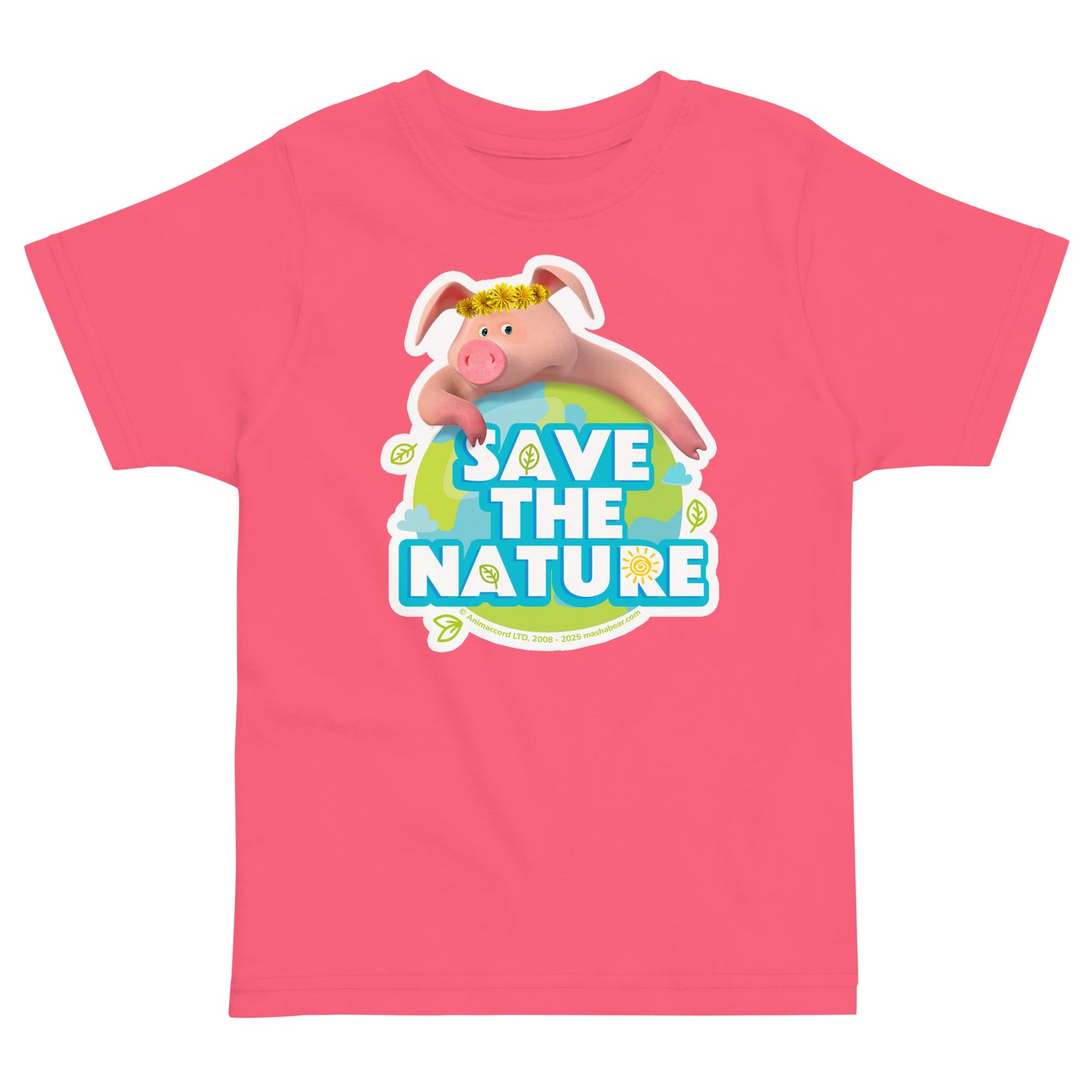 Masha and the Bear Friends Go Green! Toddler jersey t-shirt Hot Pink T-SHIRT