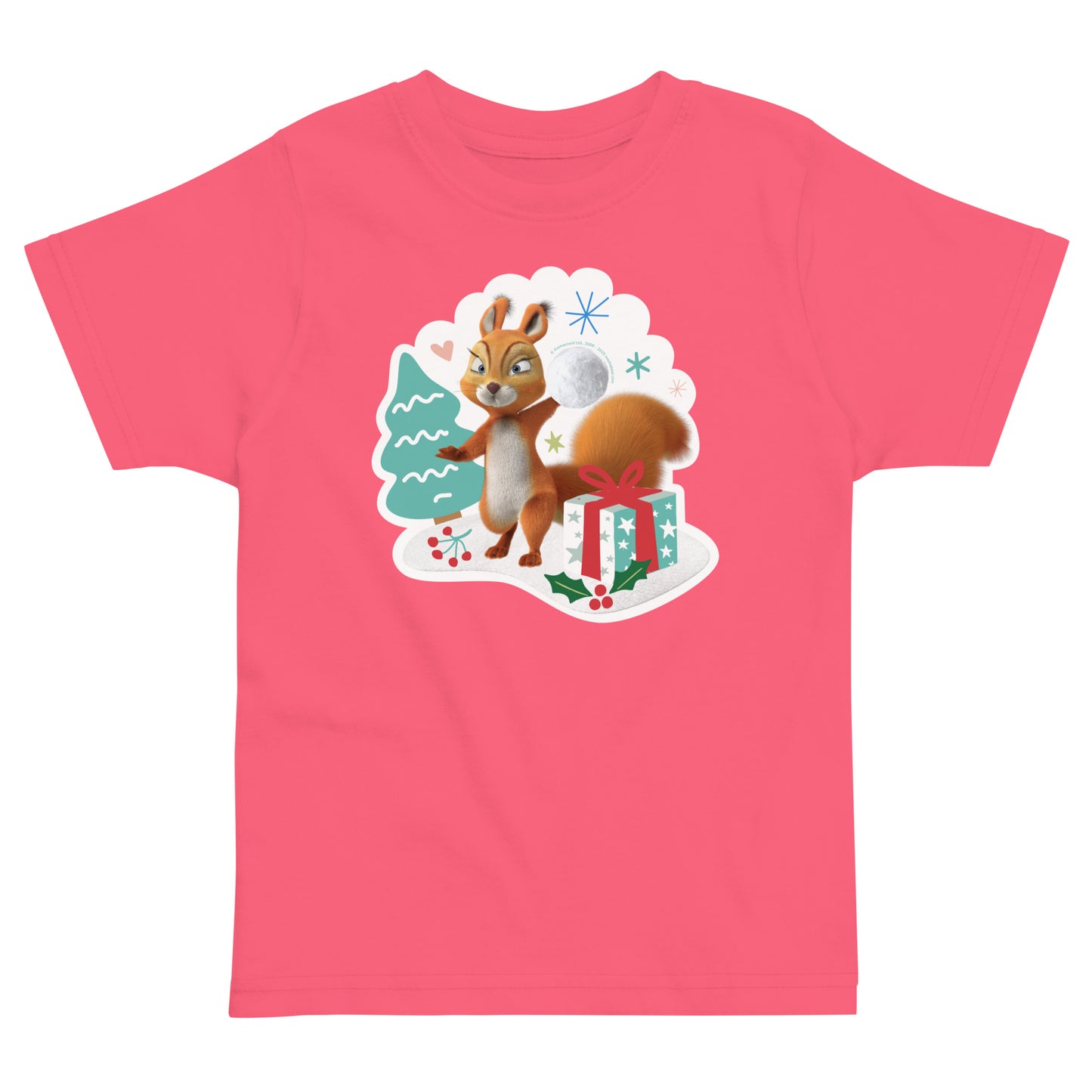 Masha and the Bear Friends Christmas Toddler jersey t-shirt Hot Pink T-SHIRT