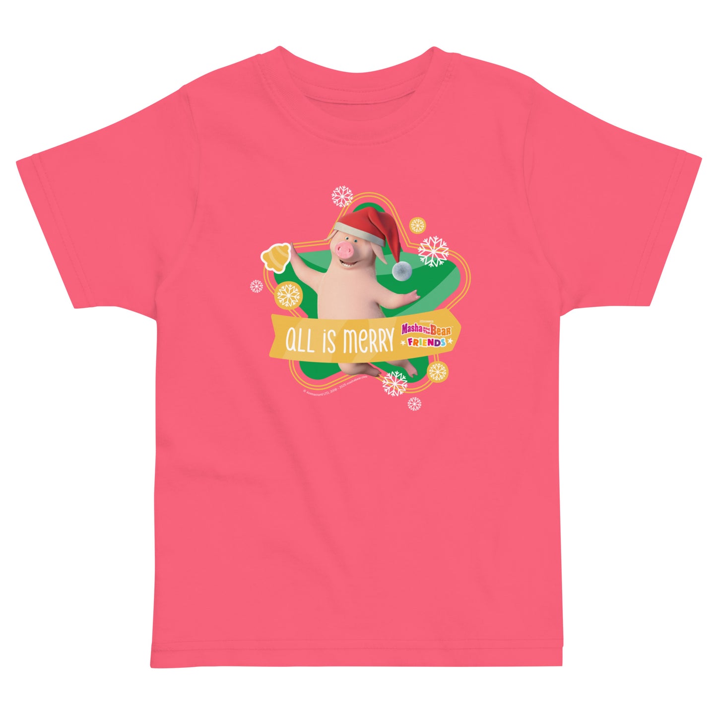 Masha and the Bear Friends Christmas Toddler Jersey T-shirt Hot Pink T-SHIRT