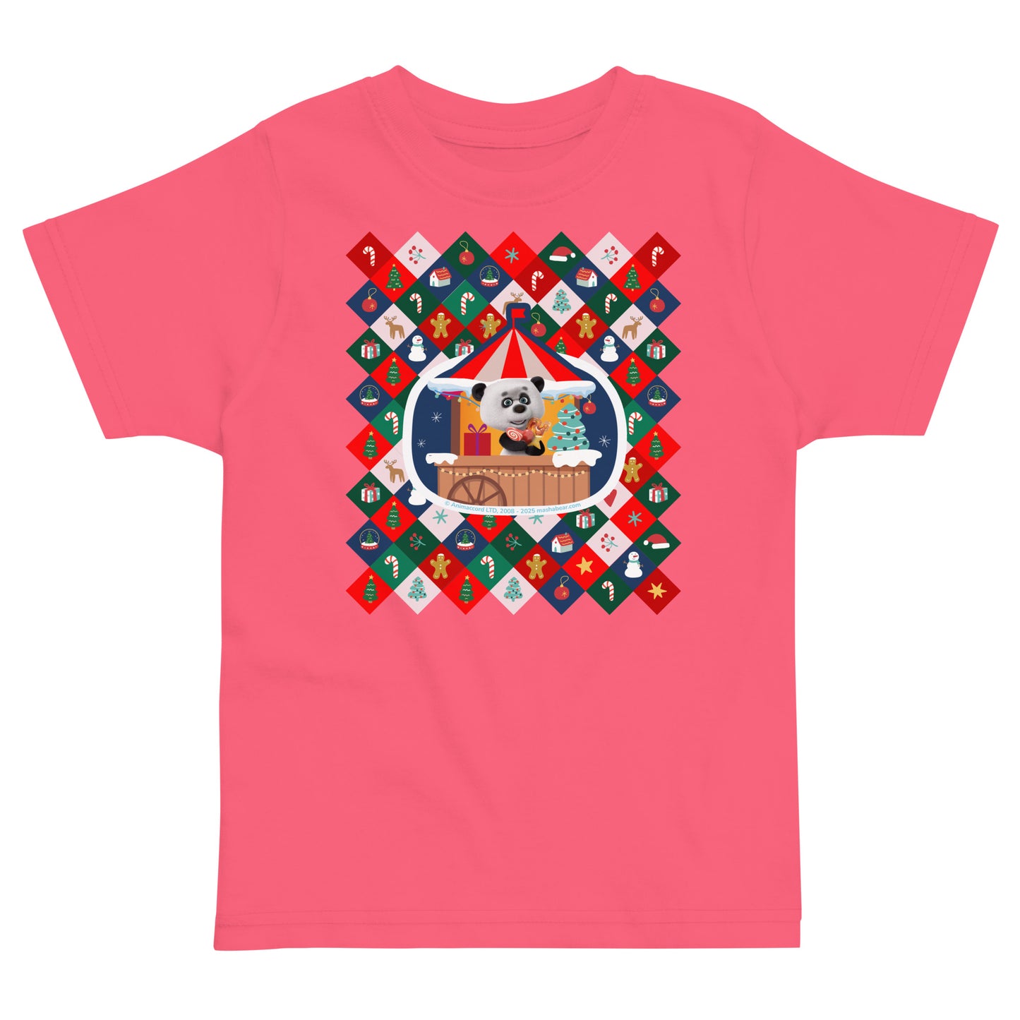 Masha and the Bear Friends Christmas Toddler Jersey T-shirt Hot Pink T-SHIRT
