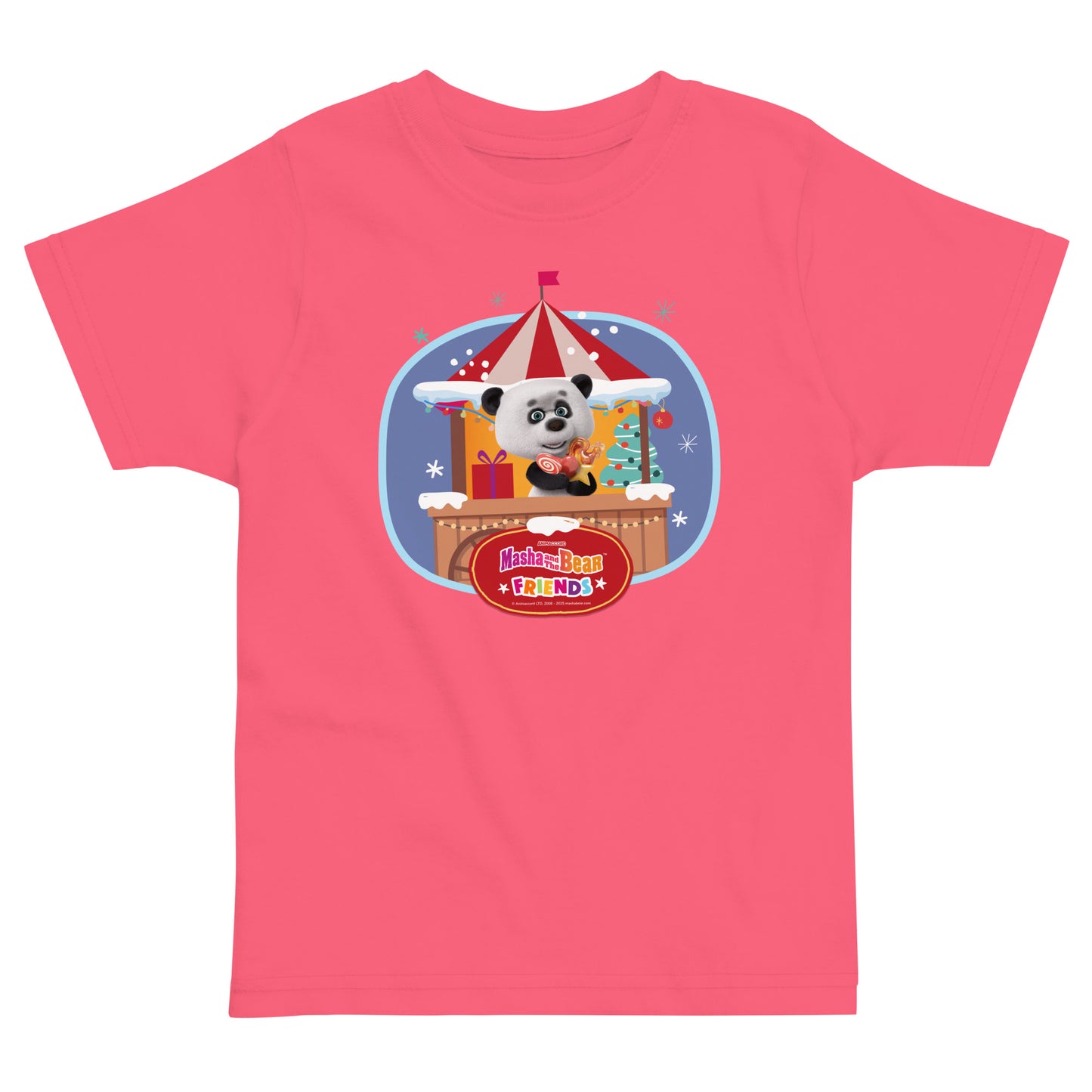 Masha and the Bear Friends Christmas Toddler Jersey T-shirt Hot Pink T-SHIRT