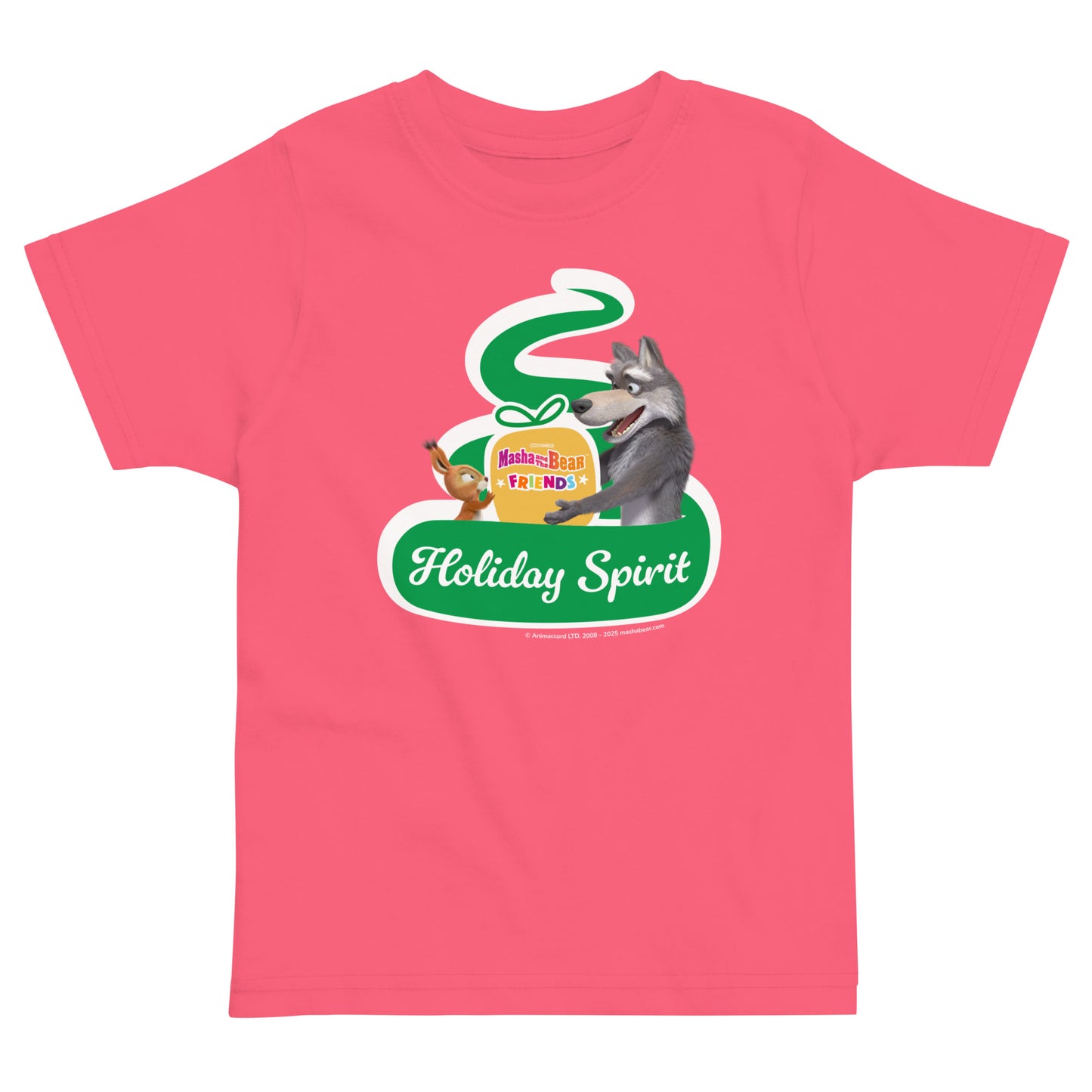 Masha and the Bear Friends Christmas Toddler Jersey T-shirt Hot Pink T-SHIRT