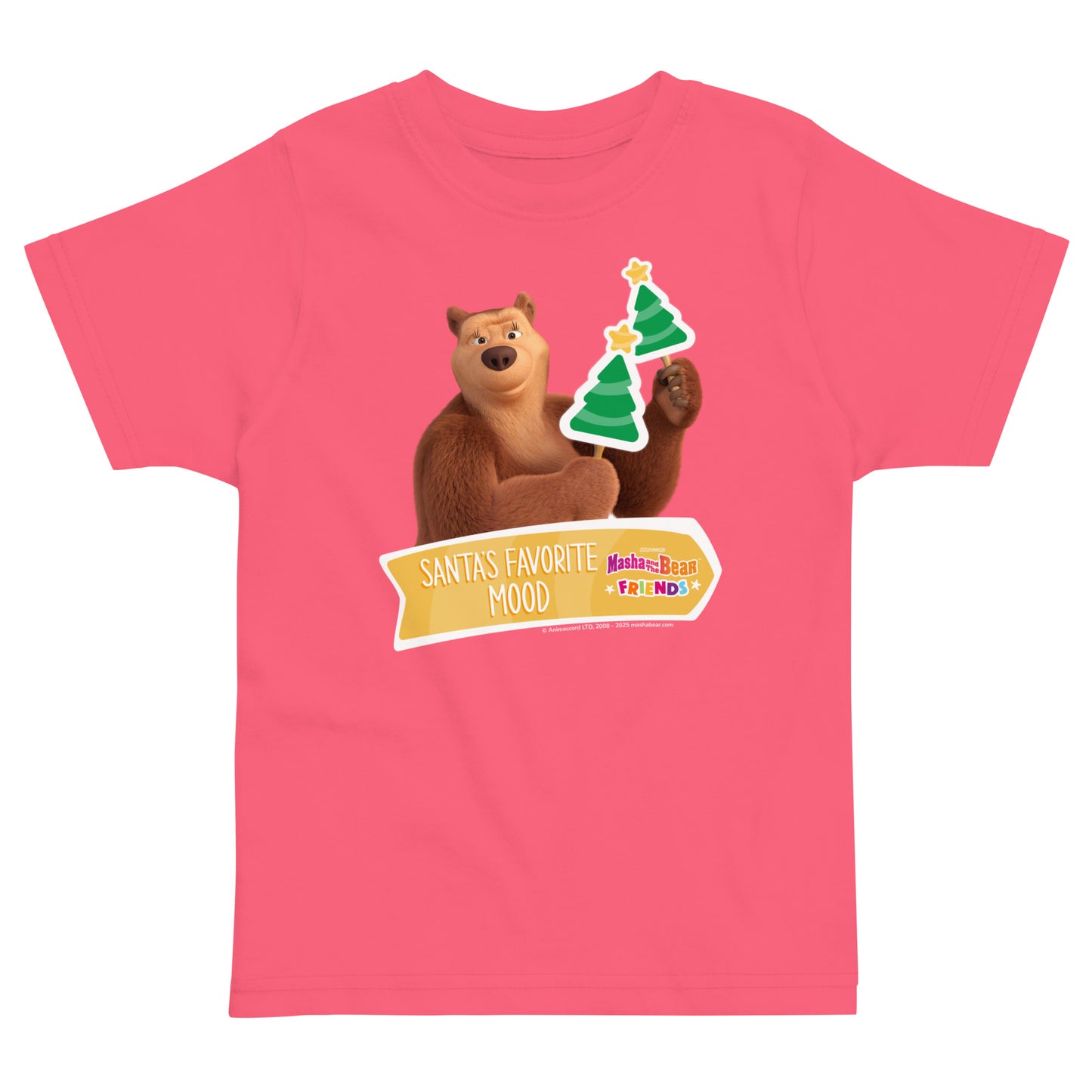 Masha and the Bear Friends Christmas Toddler Jersey T-shirt Hot Pink T-SHIRT