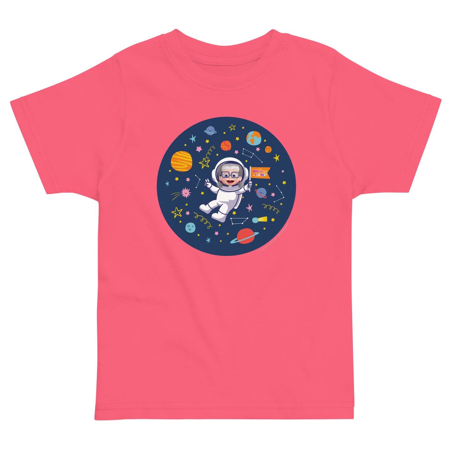 Masha and The Bear Friends Cosmic #2 Toddler Jersey T-shirt Hot Pink