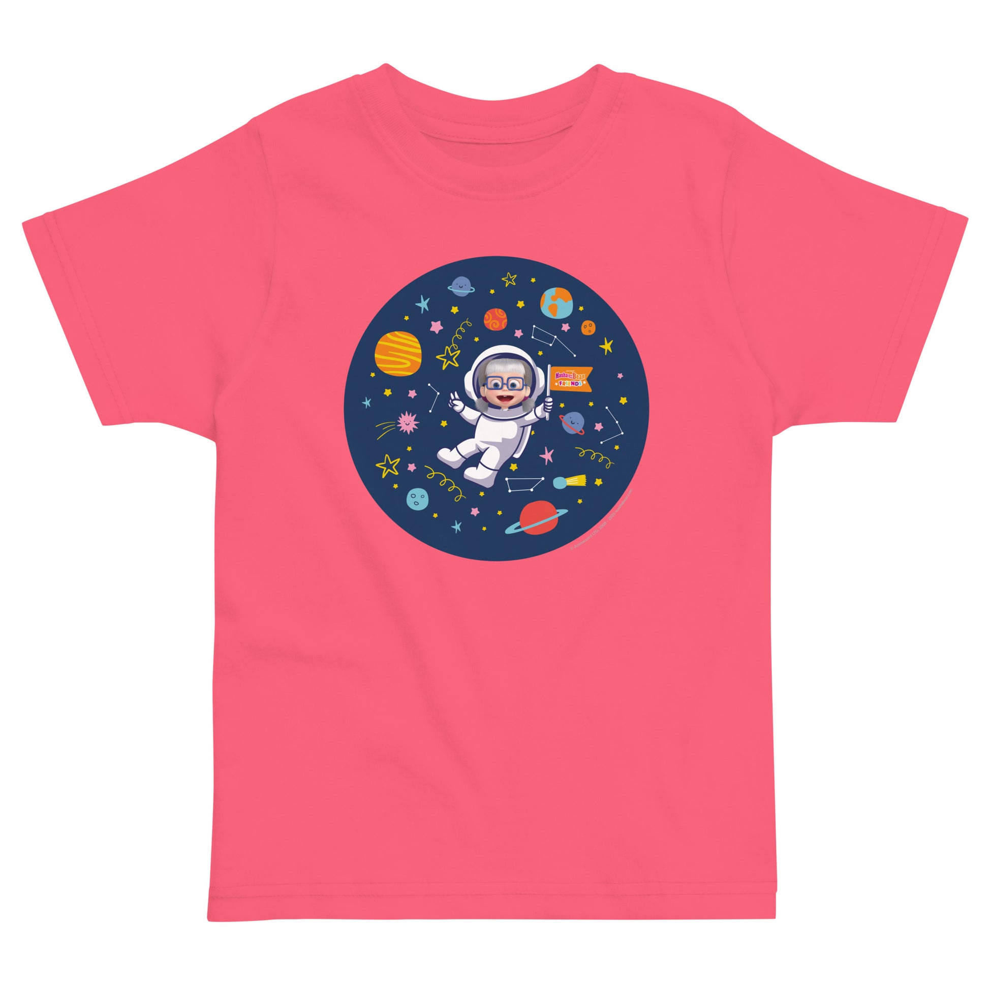 Masha and The Bear Friends Cosmic #2 Toddler Jersey T-shirt Hot Pink