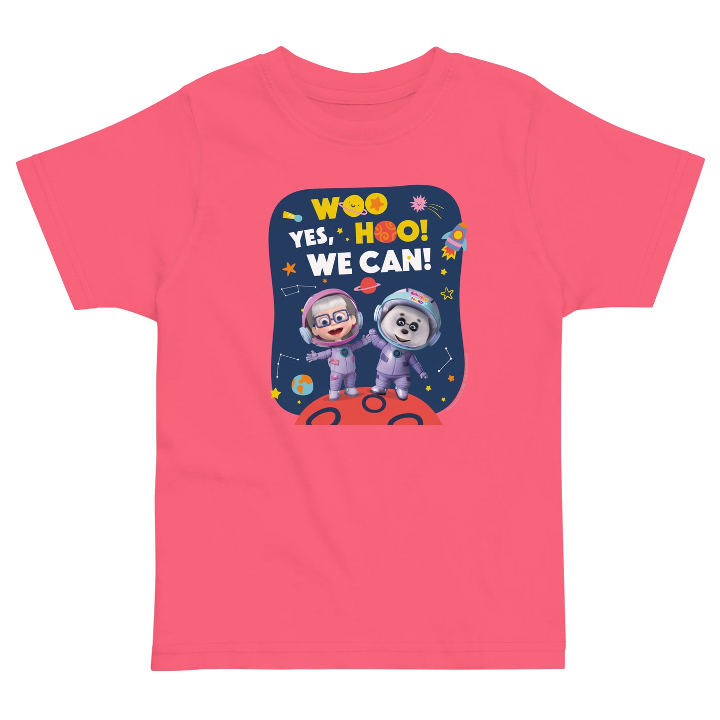 Masha and The Bear Friends Yes, We Can! #3 Toddler Jersey T-shirt Hot Pink