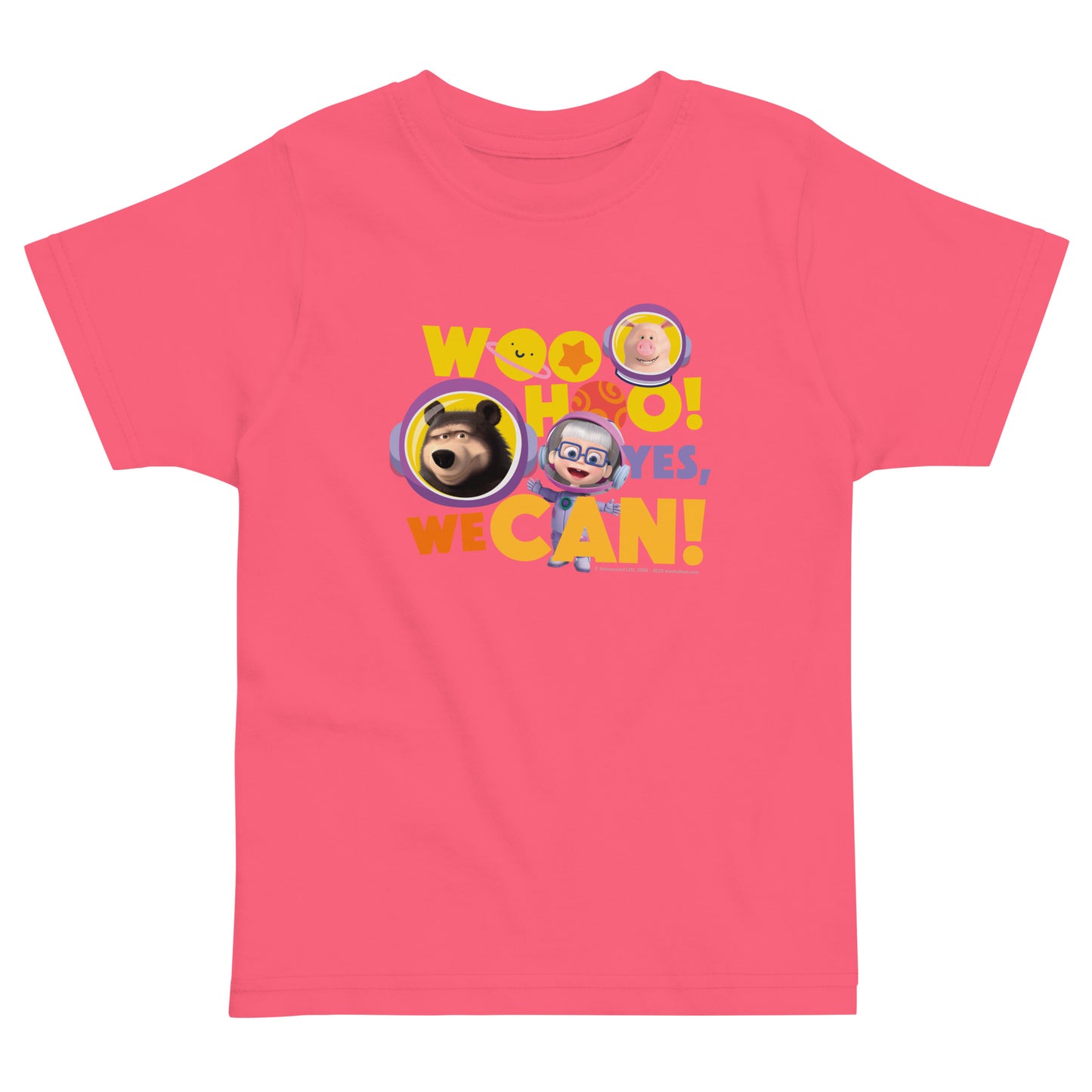 Masha and The Bear Friends Yes, We Can! Toddler Jersey T-shirt Hot Pink T-SHIRT