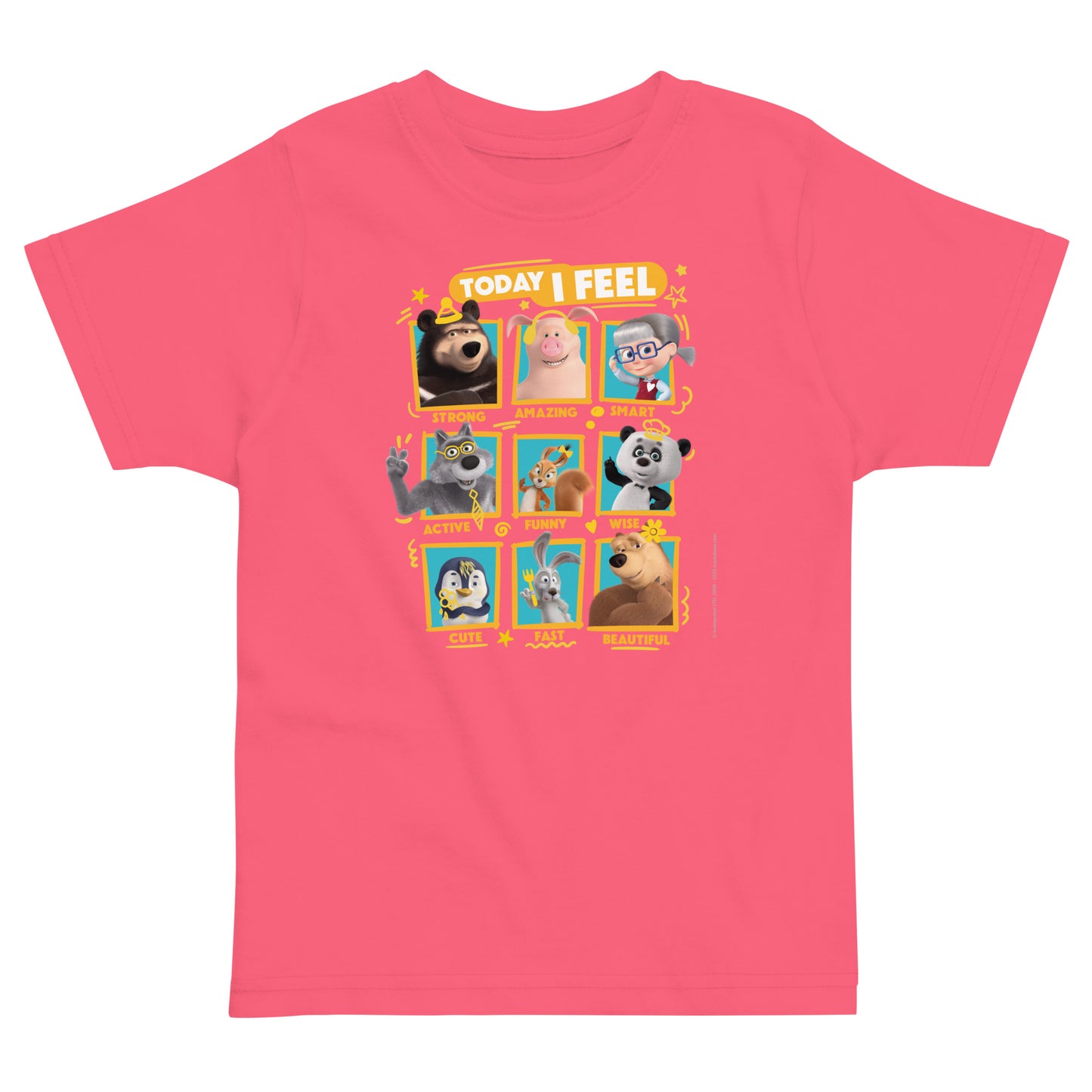 Masha and the Bear Friends Toddler Jersey Today I Feel T-shirt Hot Pink