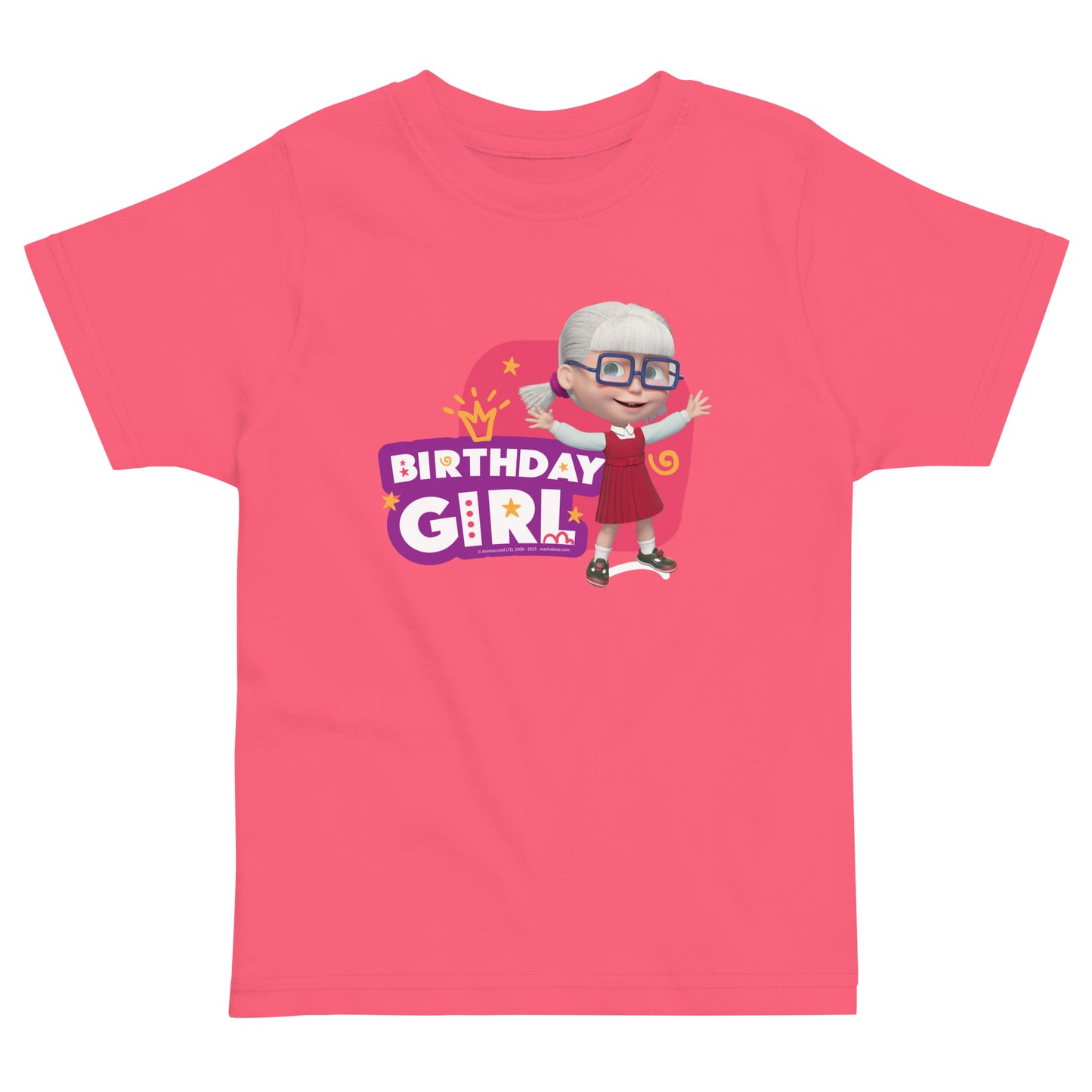 Masha and the Bear Friends Toddler Jersey Birthday #2 T-shirt Hot Pink