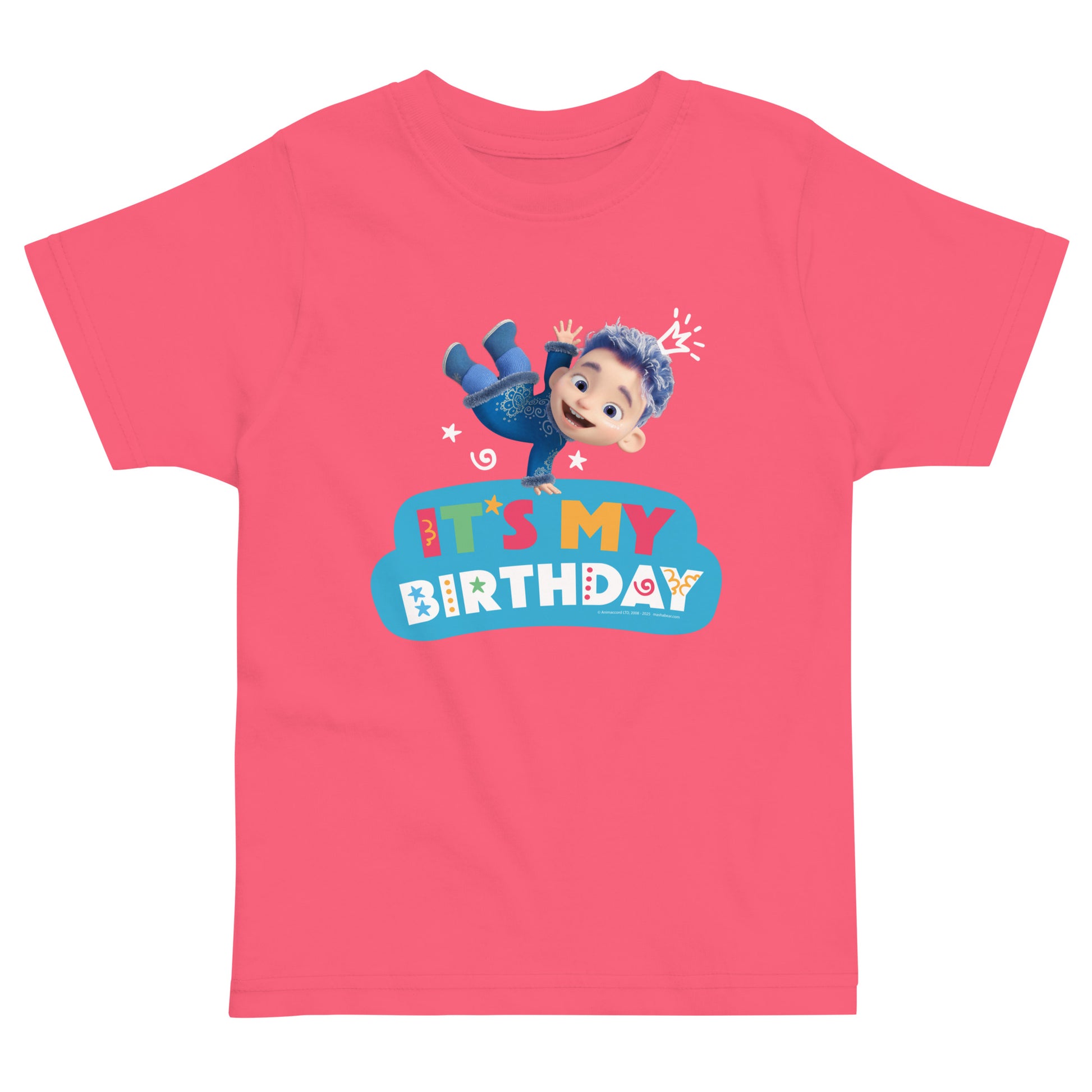 Masha and the Bear Friends Toddler Jersey Birthday #3 T-shirt Hot Pink