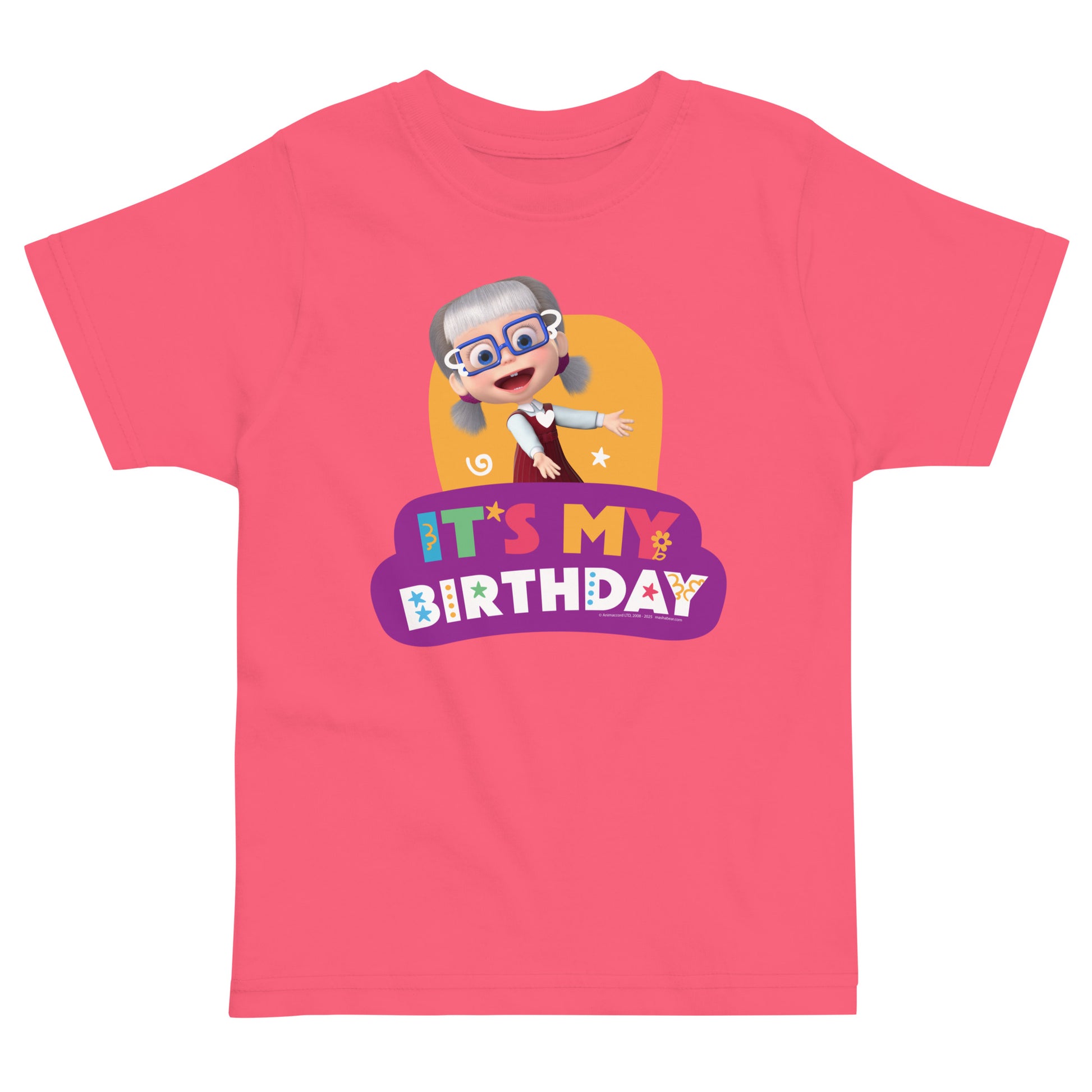 Masha and the Bear Friends Toddler Jersey Birthday #4 T-shirt Hot Pink
