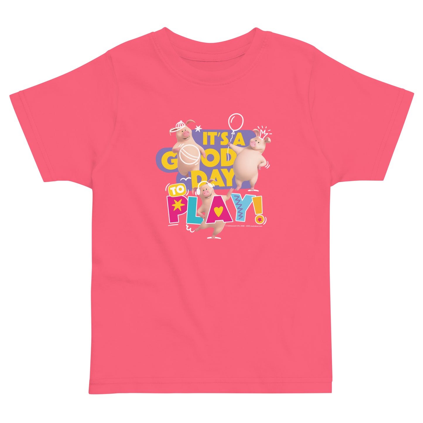Masha and the Bear Friends Toddler Jersey Good Day To Play T-shirt Hot Pink