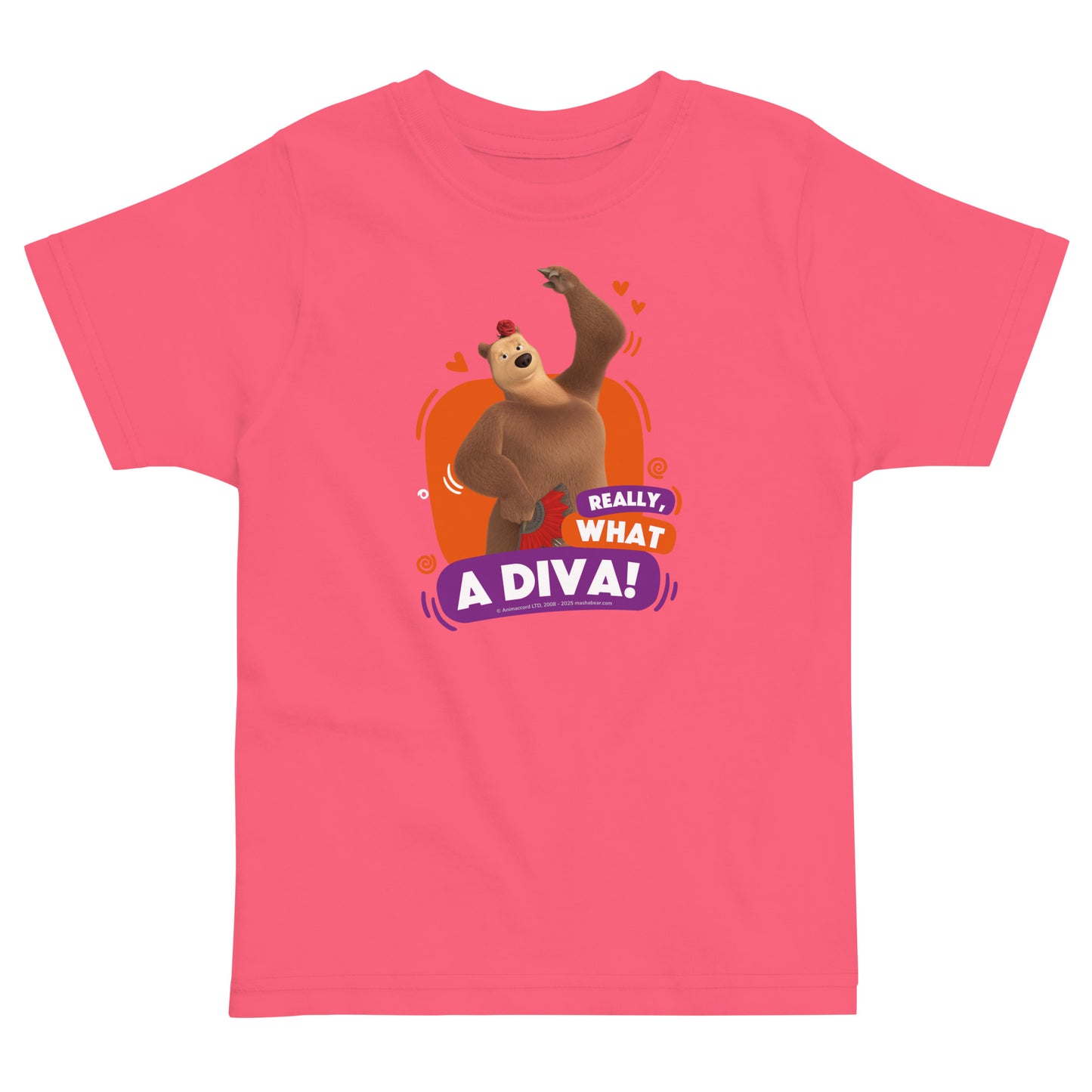 Masha and the Bear Friends Toddler Jersey What a Diva T-shirt Hot Pink