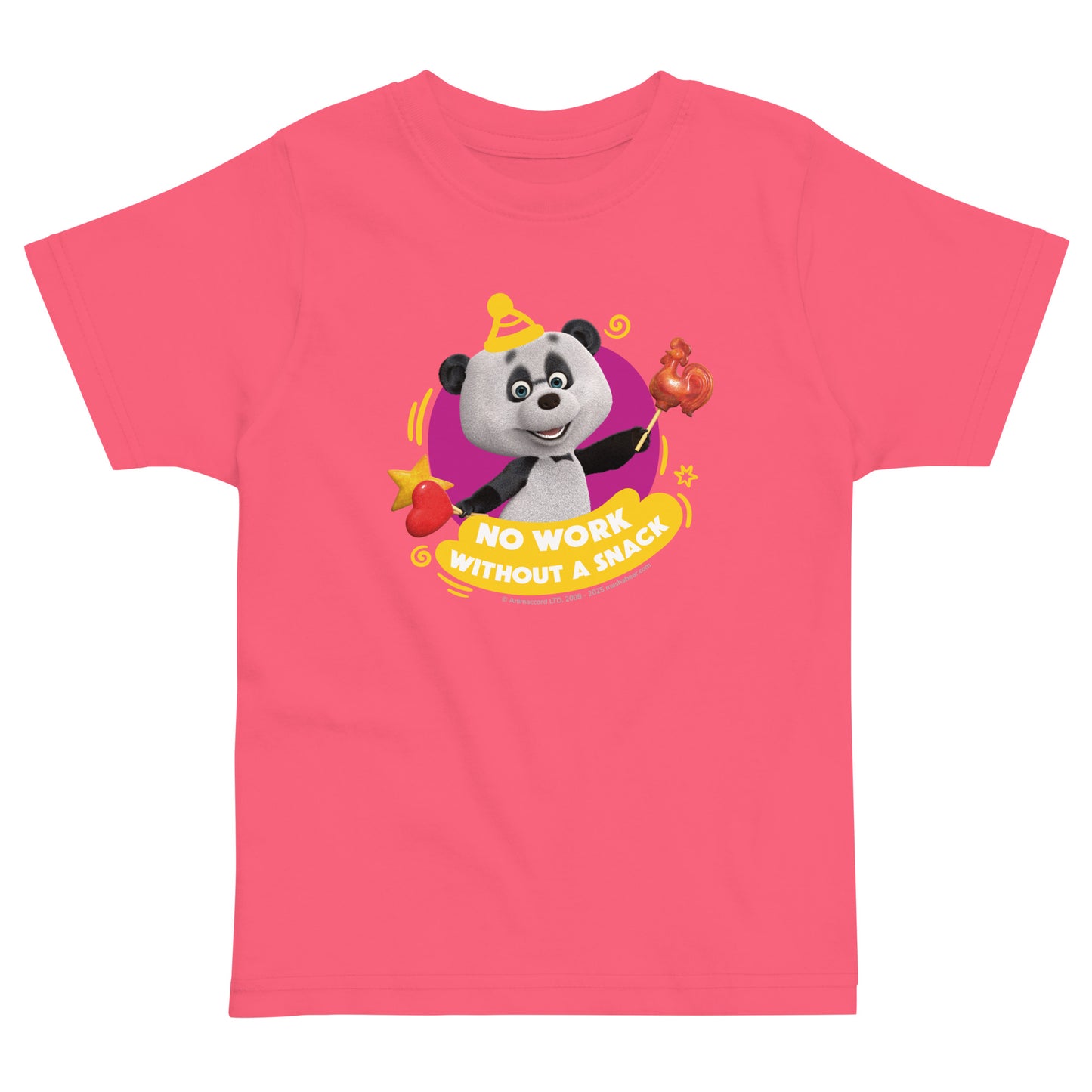 Masha and the Bear Friends Toddler Jersey No Snack No Work T-shirt Hot Pink