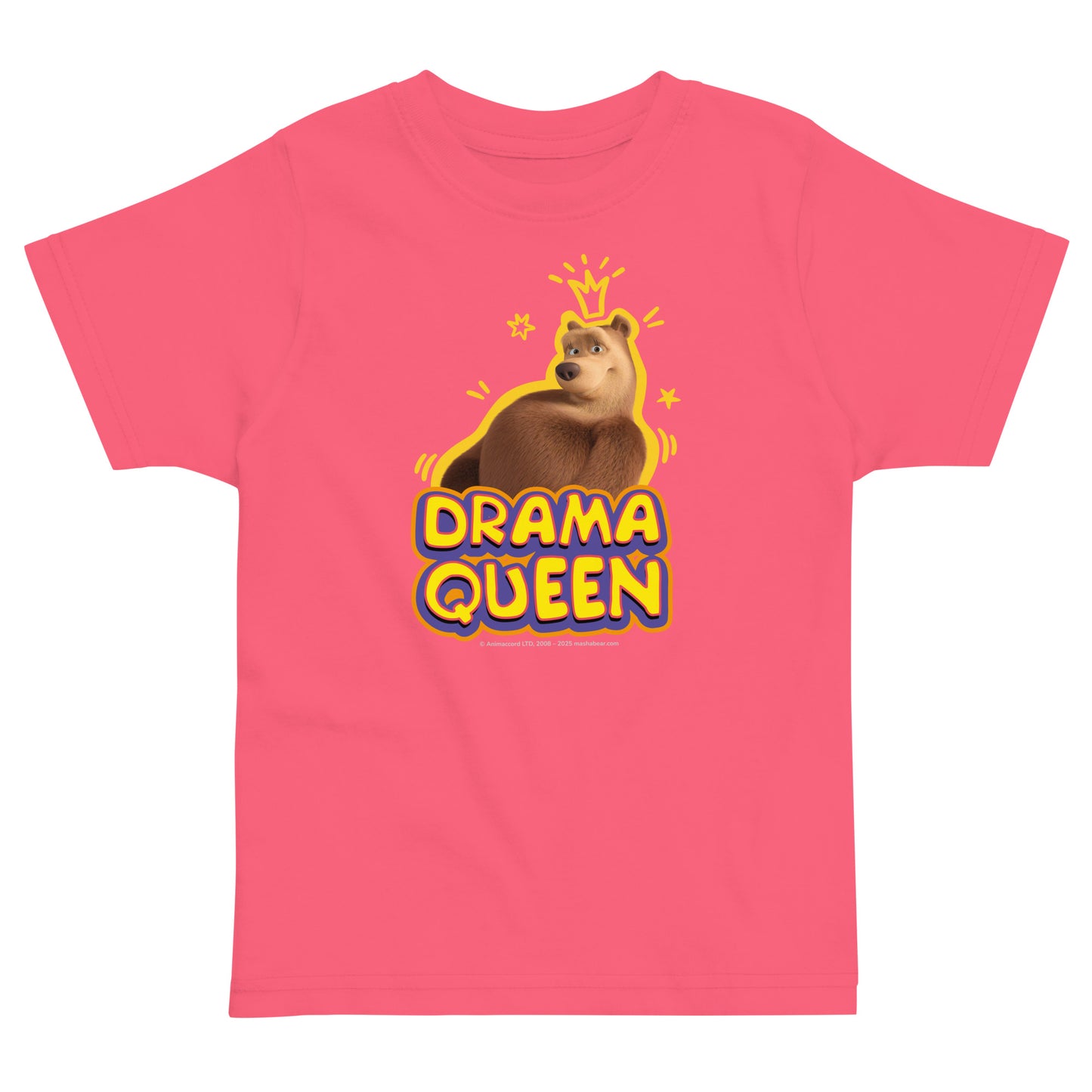 Masha and the Bear Friends Toddler Jersey Drama Queen T-shirt Hot Pink