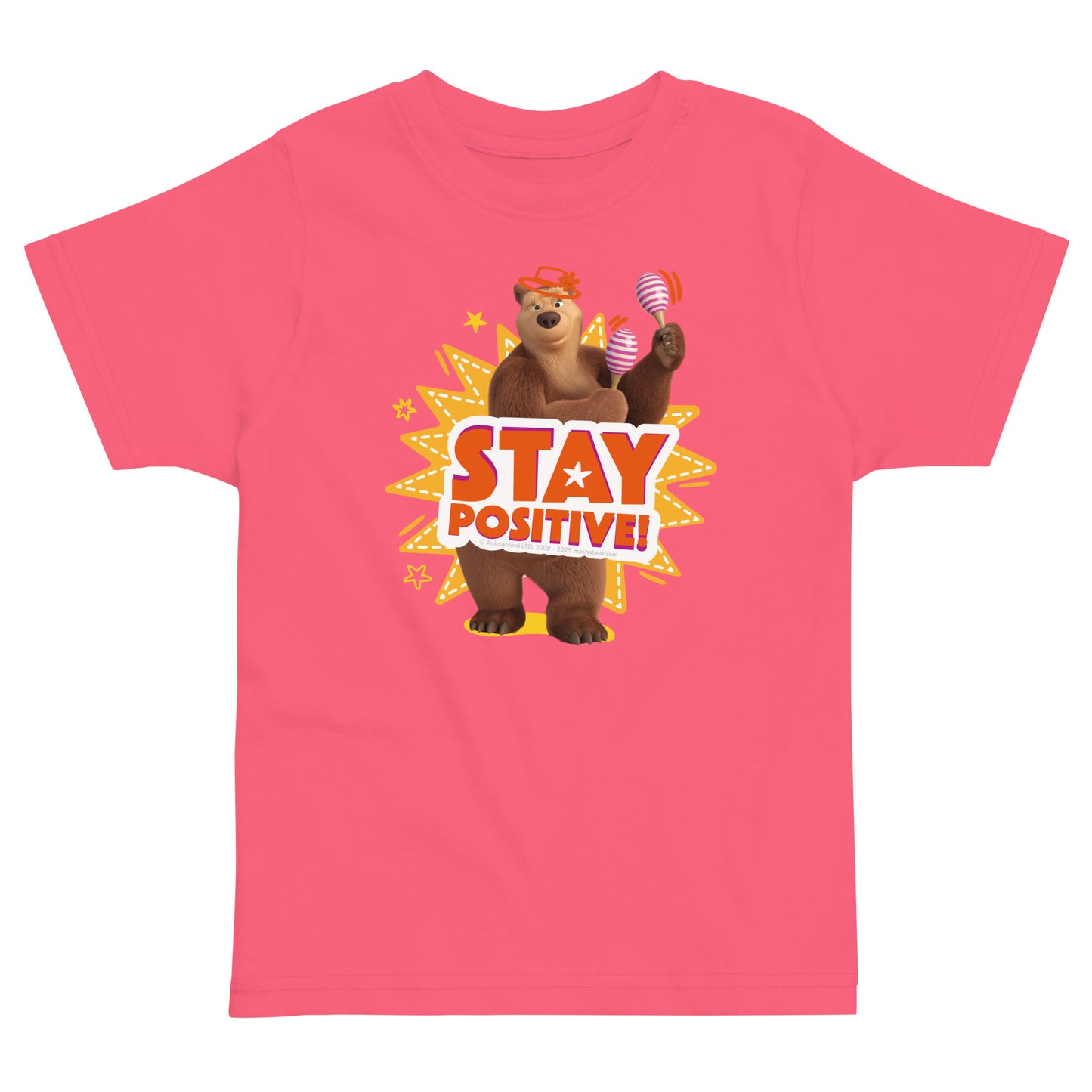 Masha and the Bear Friends Toddler Jersey Stay Positive T-shirt Hot Pink