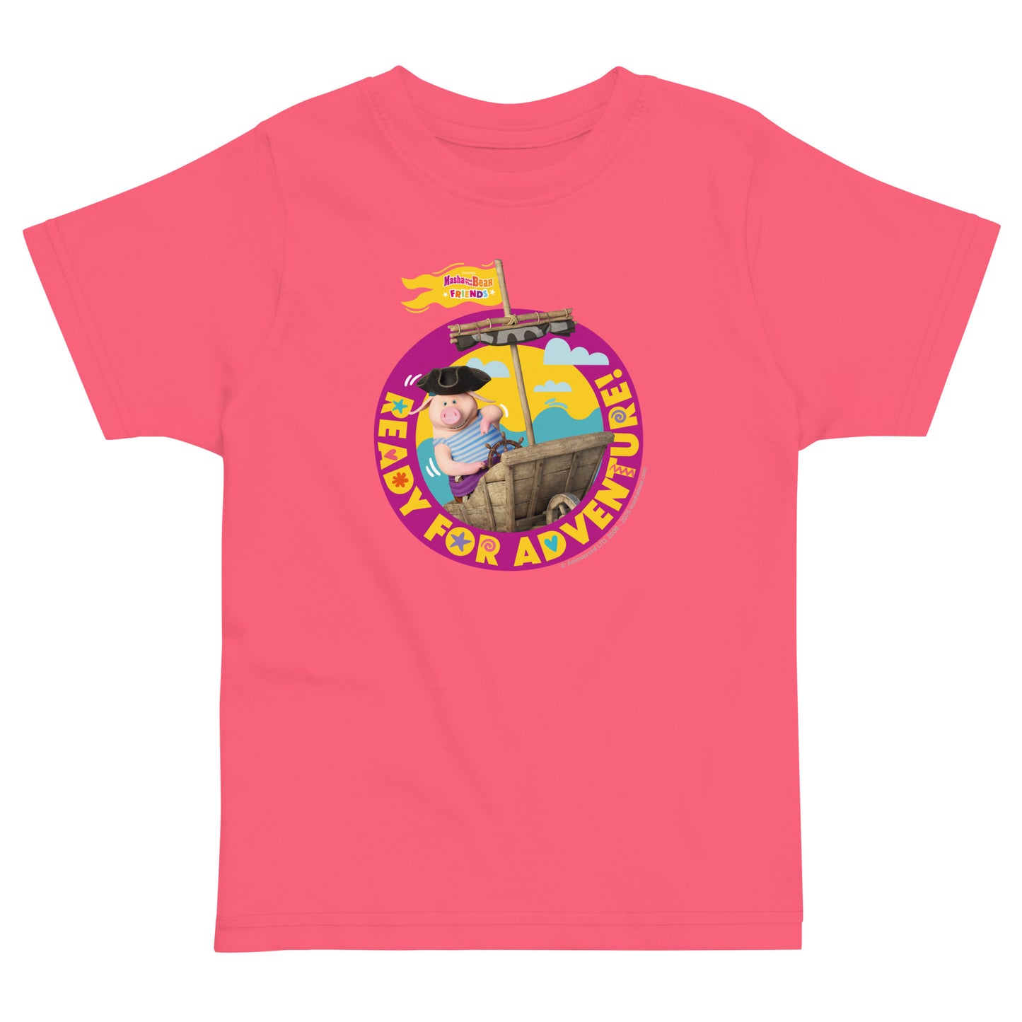 Masha and the Bear Friends Toddler Jersey Ready For Adventure #1 T-shirt Hot Pink