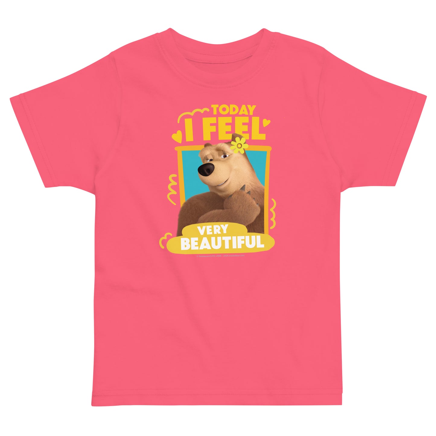 Masha and the Bear Friends Toddler Jersey Beautiful T-shirt Hot Pink